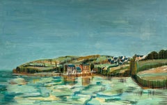 1950's Summer Blue Coastal Village Reflection French Landscape
