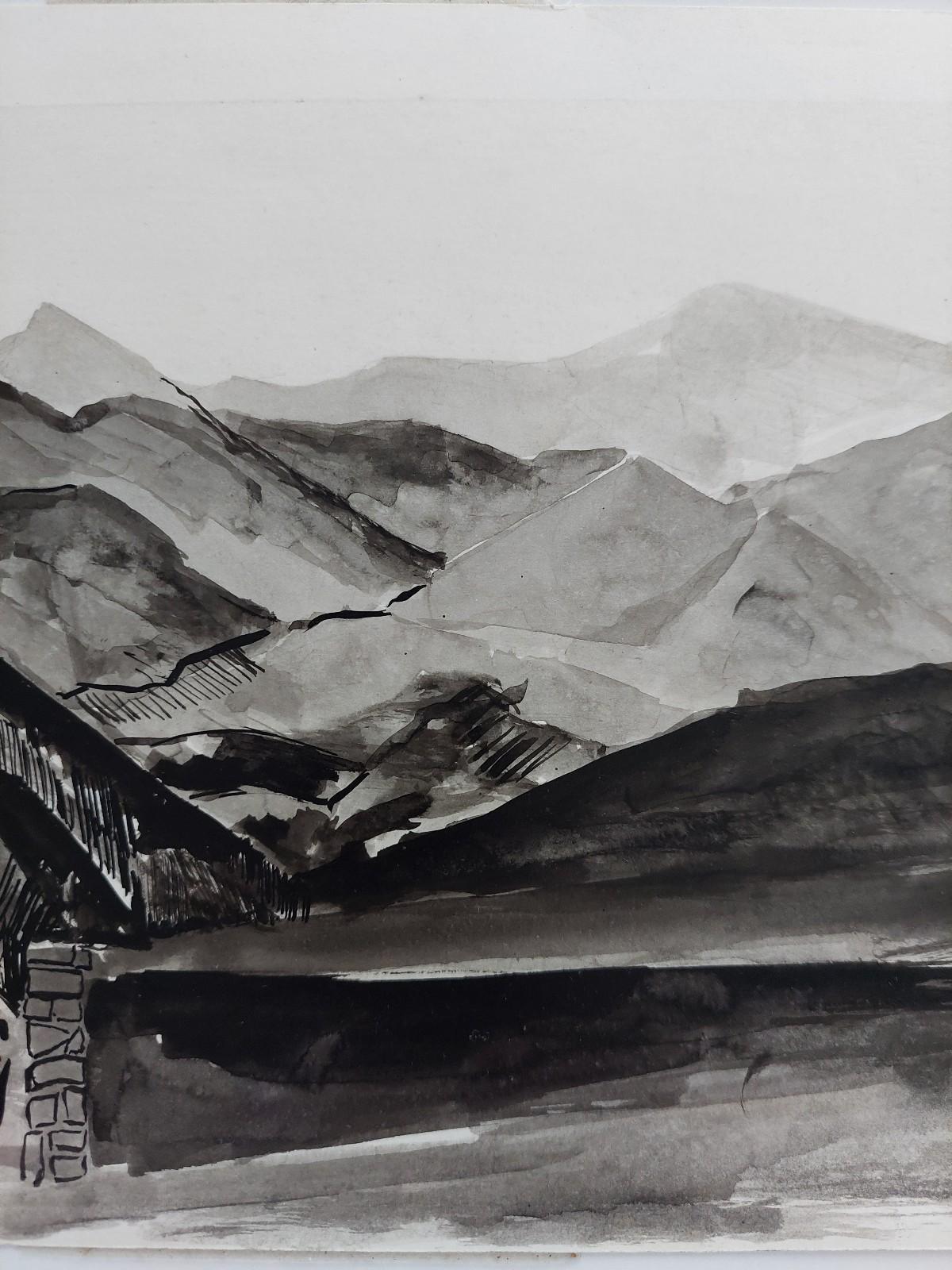 20th Century French Modernist Cubist Painting, En Grisaille French Landscape For Sale 3