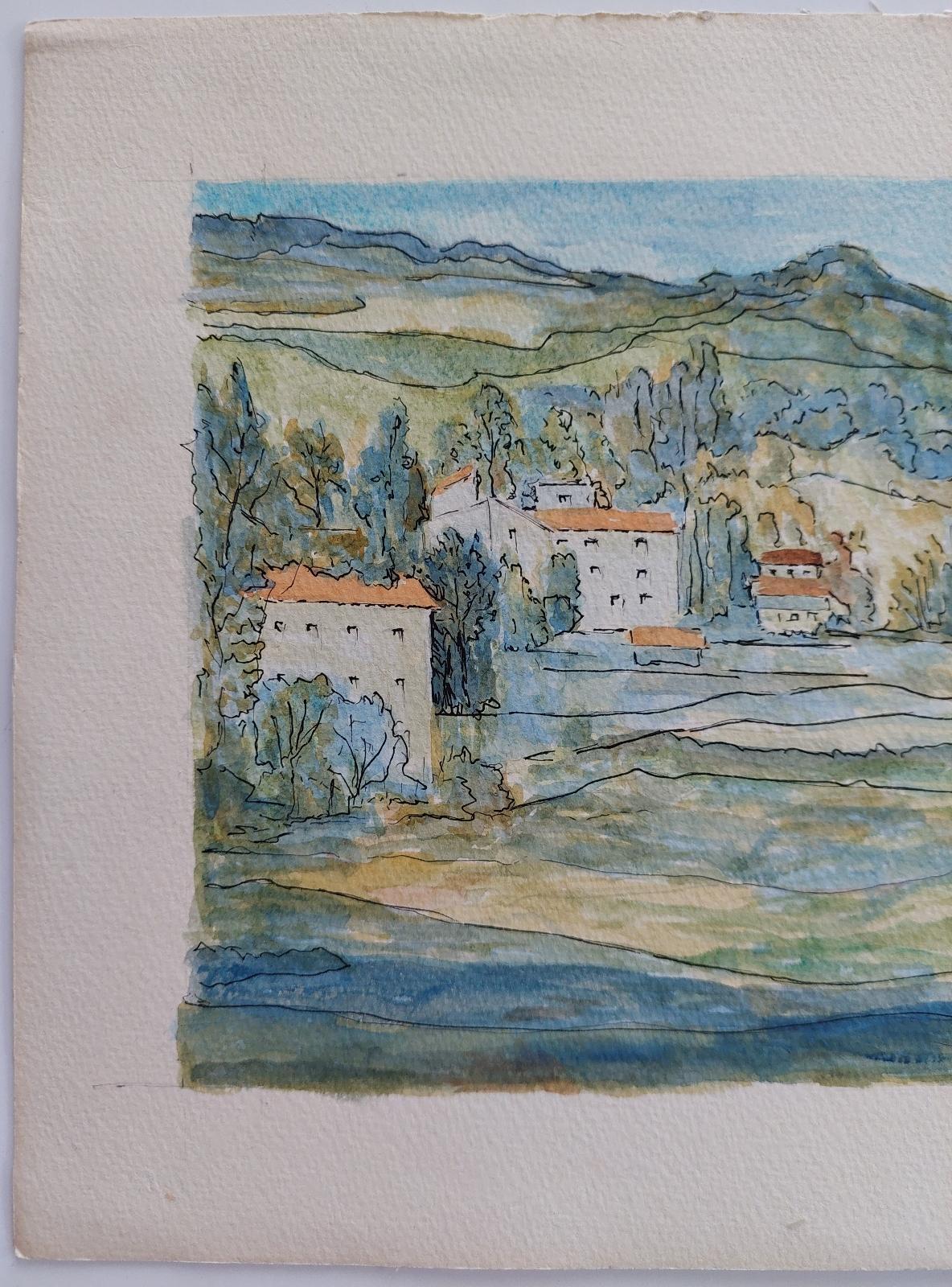 20th Century French Modernist Cubist Painting, French Fields For Sale 2