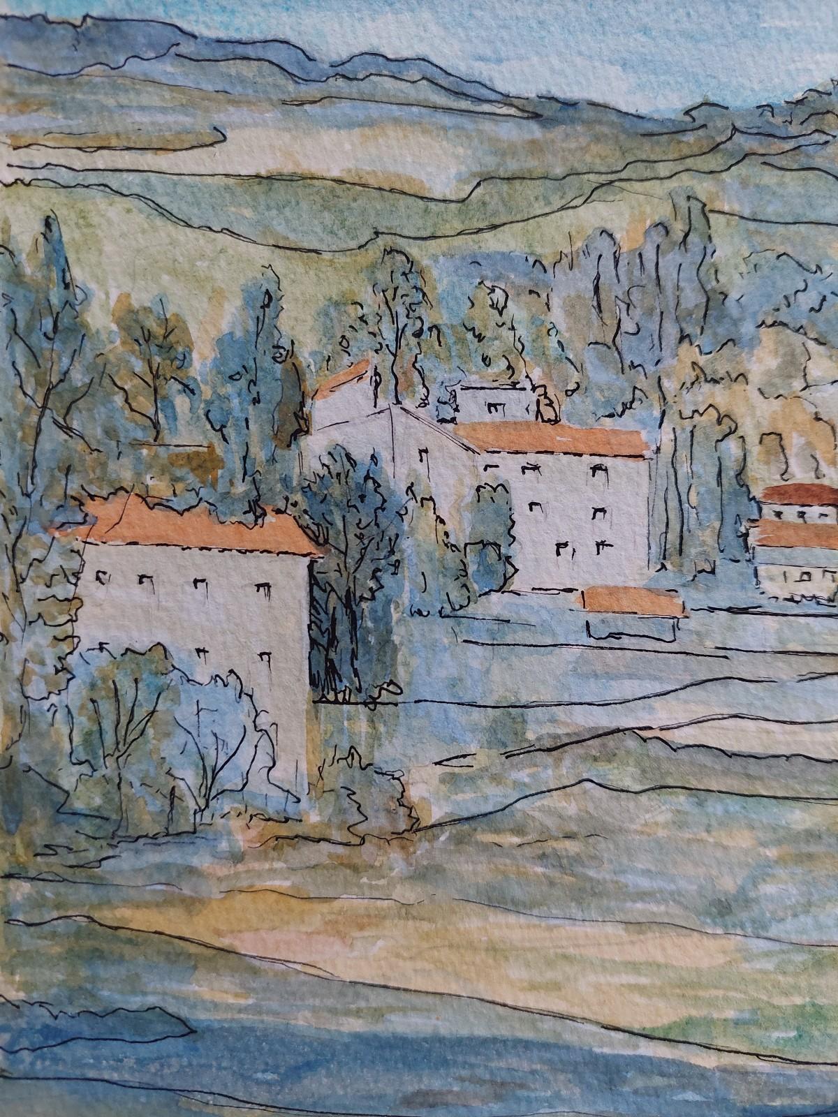 20th Century French Modernist Cubist Painting, French Fields For Sale 3