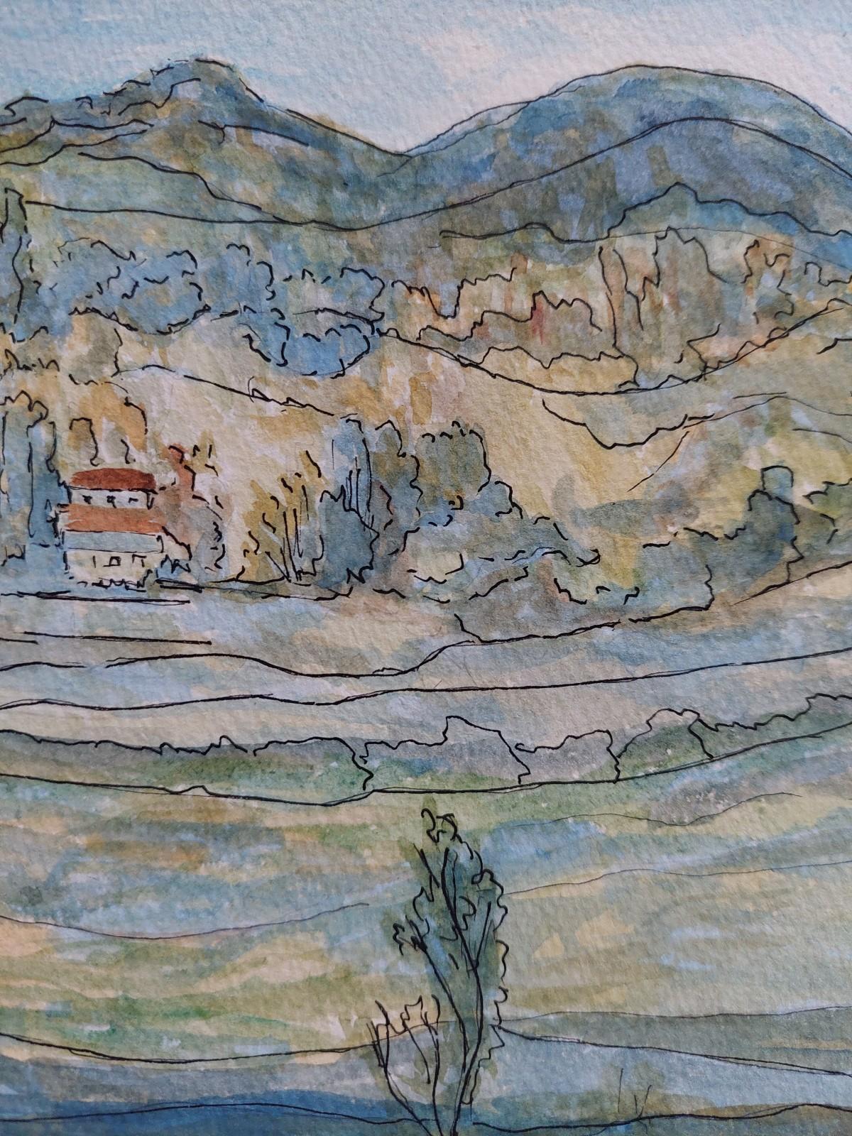 20th Century French Modernist Cubist Painting, French Fields For Sale 5