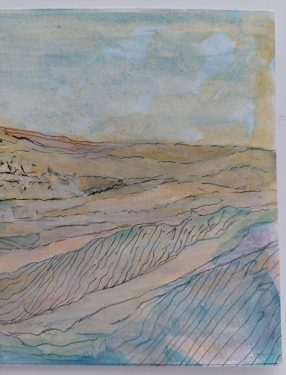 Aquarelle et encre panoramique Paysage du Sud de la France
de Bernard Labbe (français, milieu du 20e siècle)
Aquarelle originale et encre sur papier
Taille : 5.75 x 11.75 pouces
Non signé, cachet au verso
Condit : très bon et prêt à être