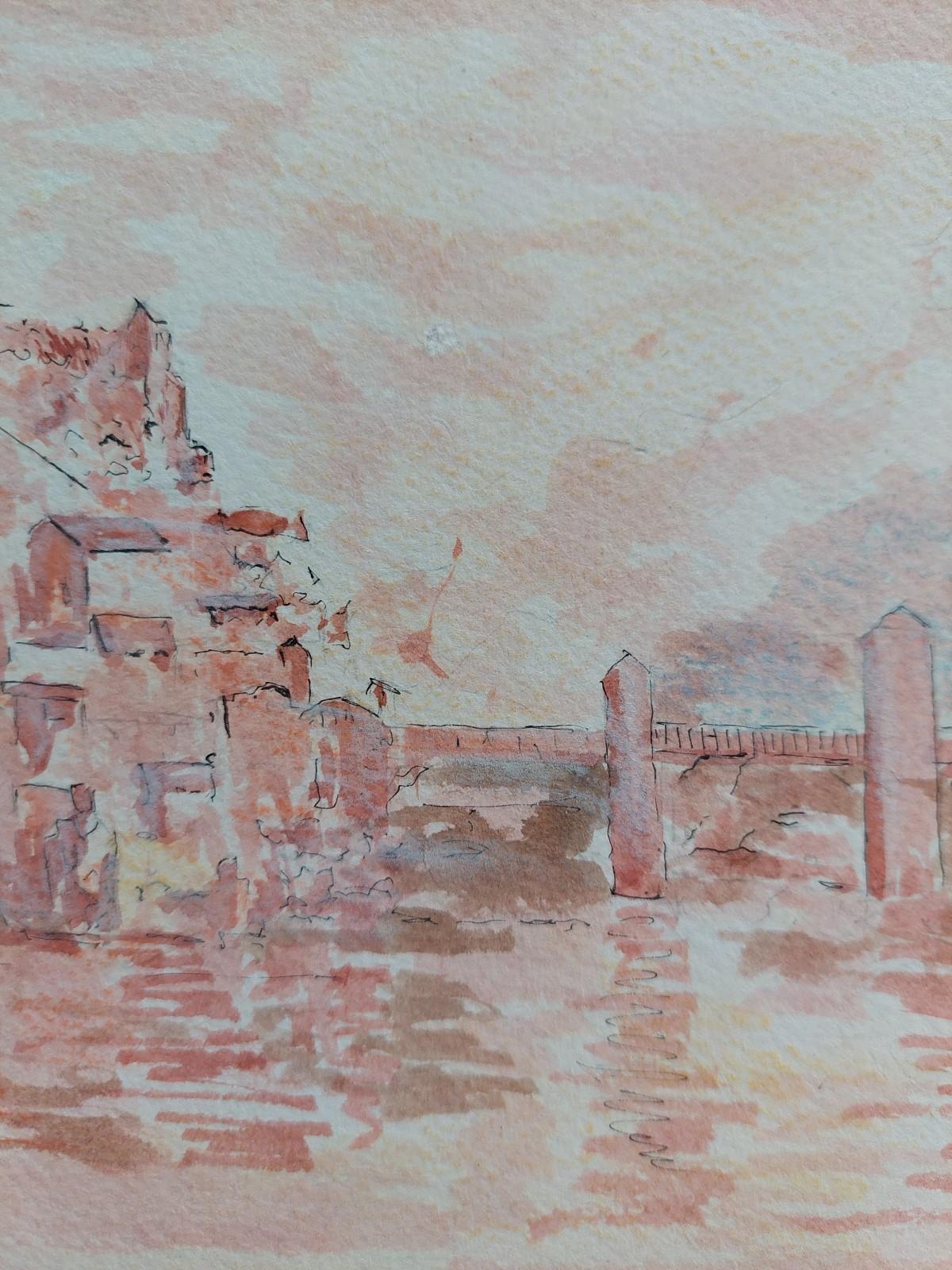 Pintura cubista modernista francesa del siglo XX, Ciudad fluvial francesa en venta 2