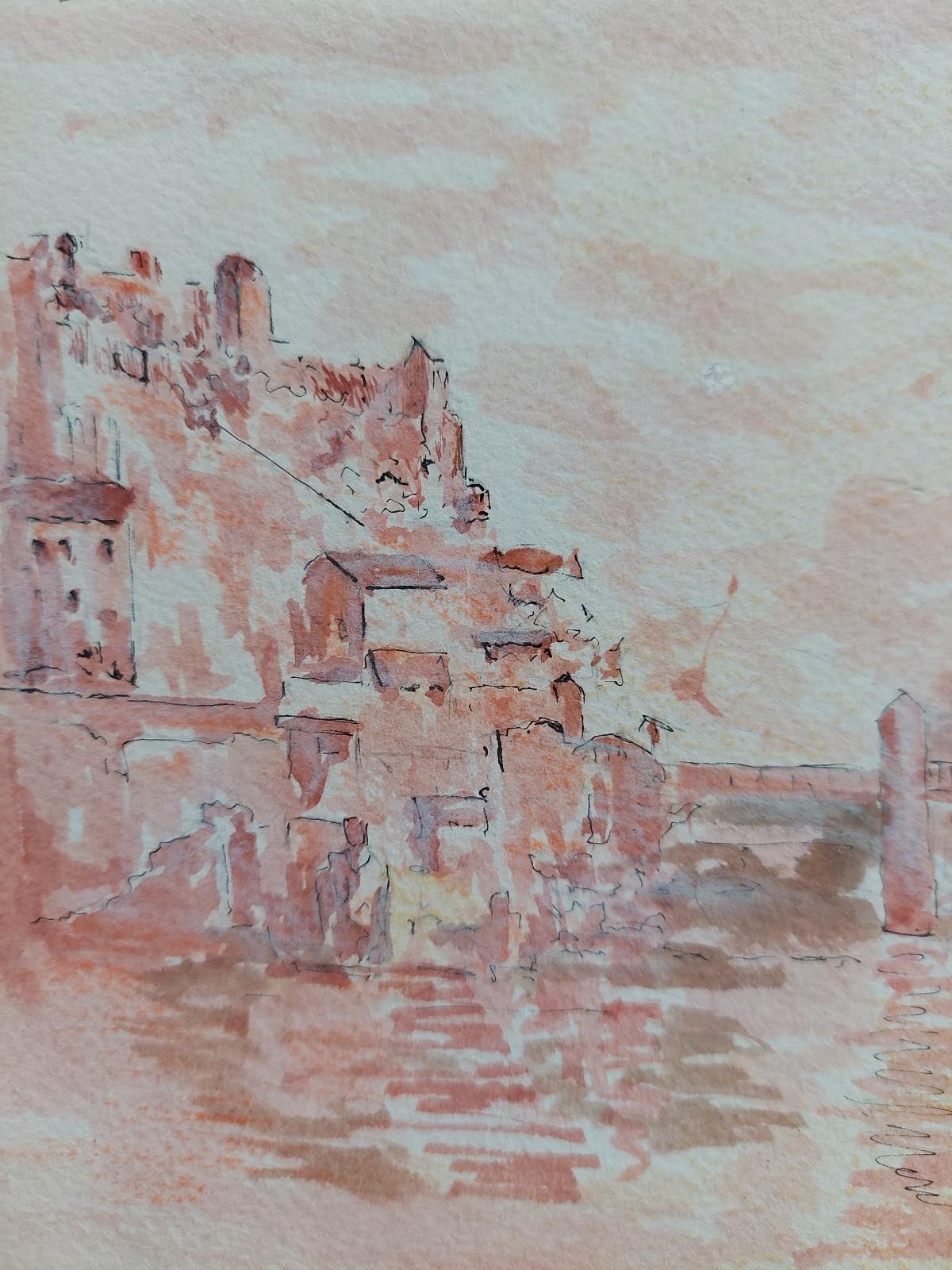 Pintura cubista modernista francesa del siglo XX, Ciudad fluvial francesa en venta 3