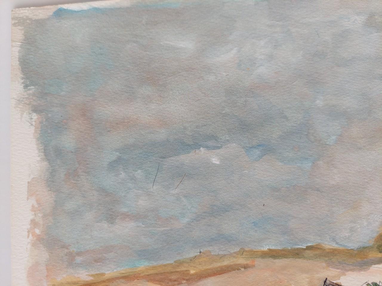20th Century French Modernist Cubist Painting Labbe, Coastal Landscape For Sale 5