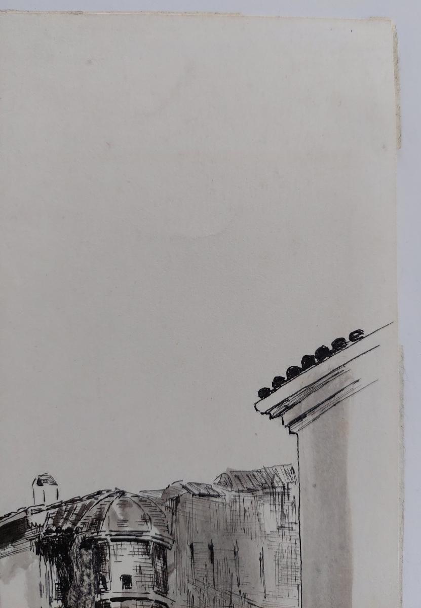 20. Jahrhundert Französisch modernistische kubistische Malerei Labbe, Townes Landscape im Angebot 1