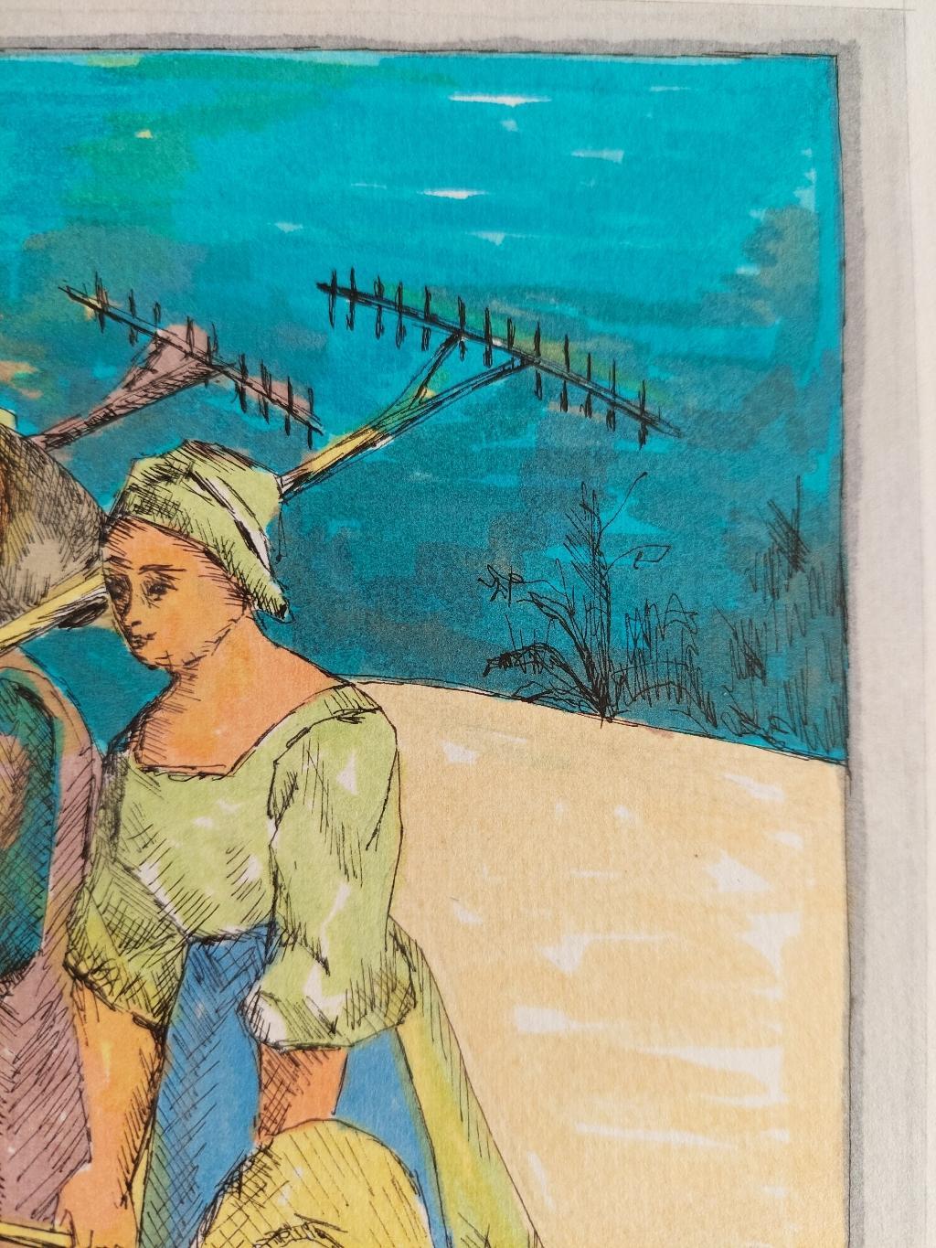 20th Century French Modernist Painting, Farmworkers For Sale 2