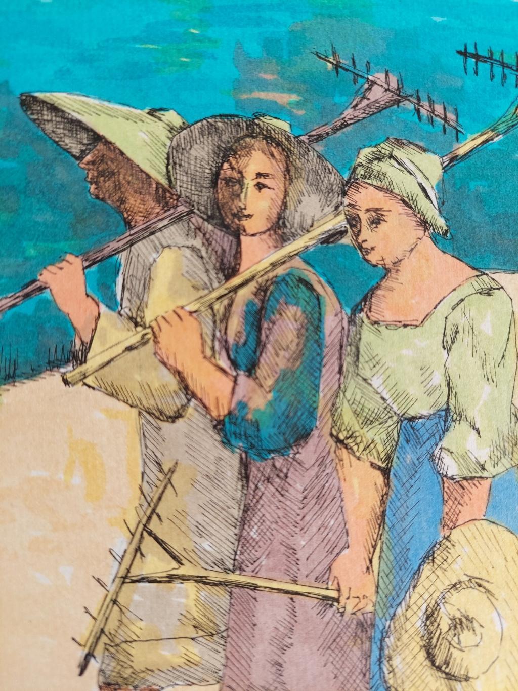 20th Century French Modernist Painting, Farmworkers For Sale 4