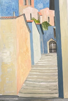 20th Century Modernist Painting Steps Leading To Church