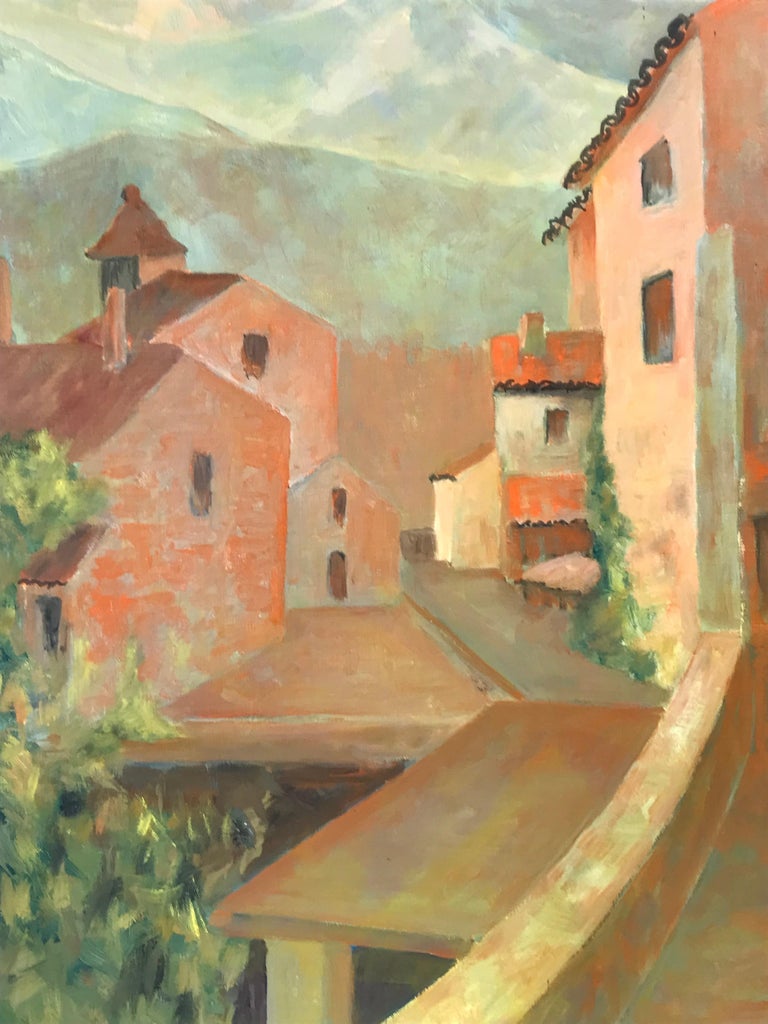 Bernard Labbe - Hermosa Pintura al Óleo Moderna Francesa Aldea Provenzal  Rústica Colores Terracota en venta en 1stDibs España, image size:768x1024