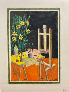 The Artists Studio Interior - 1950's French Modernist Painting signed