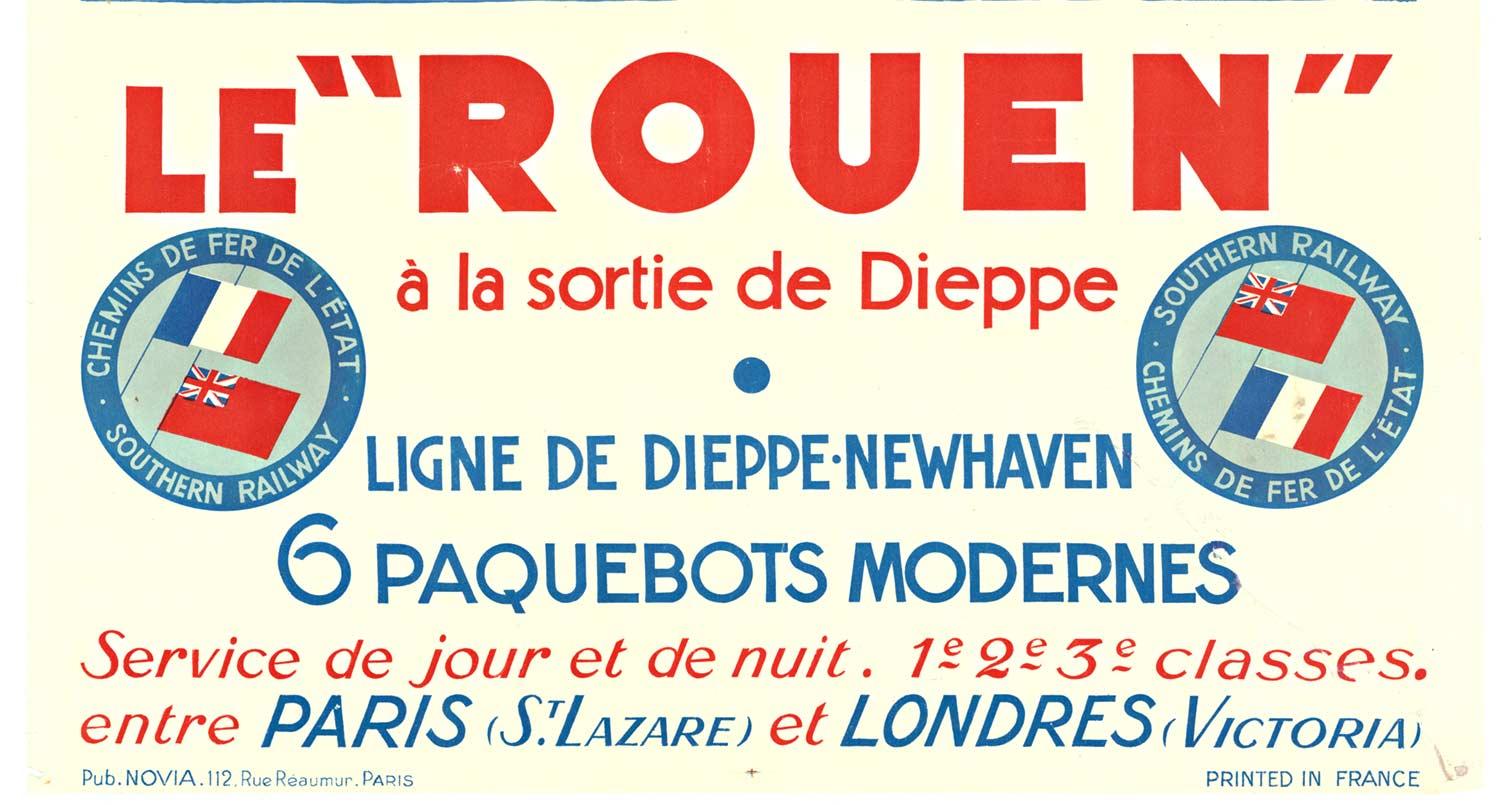 Vintage-Poster „Rouen“, Französisch/ Britisch, Reisen mit Schiff, Vintage (Amerikanische Moderne), Print, von Bernard Lachevre