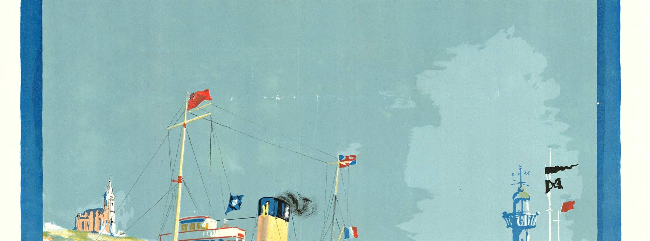 Vintage-Poster „Rouen“, Französisch/ Britisch, Reisen mit Schiff, Vintage (Grau), Print, von Bernard Lachevre