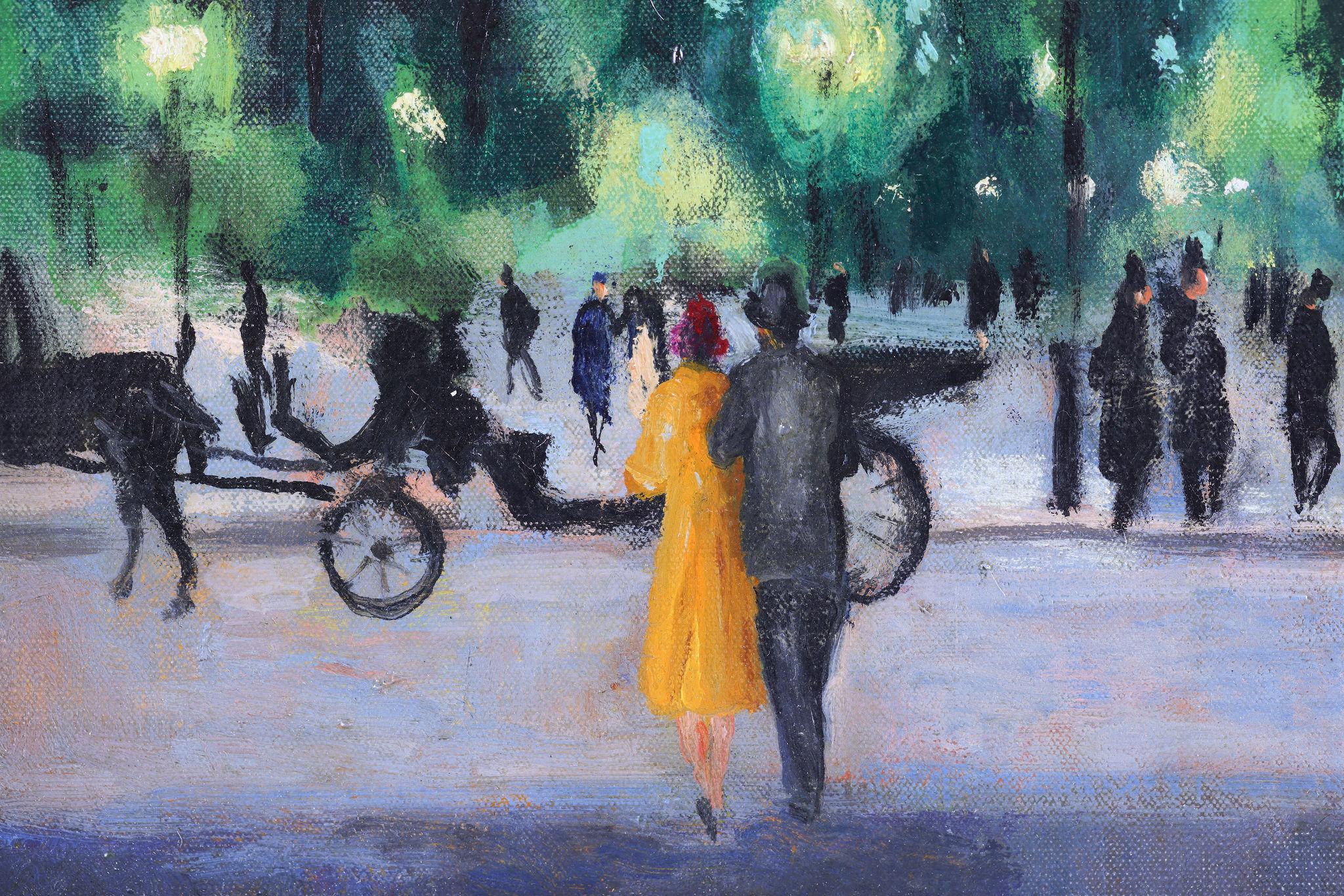 Central Park, New York - American Impressionist Painting by Bernard Lamotte
