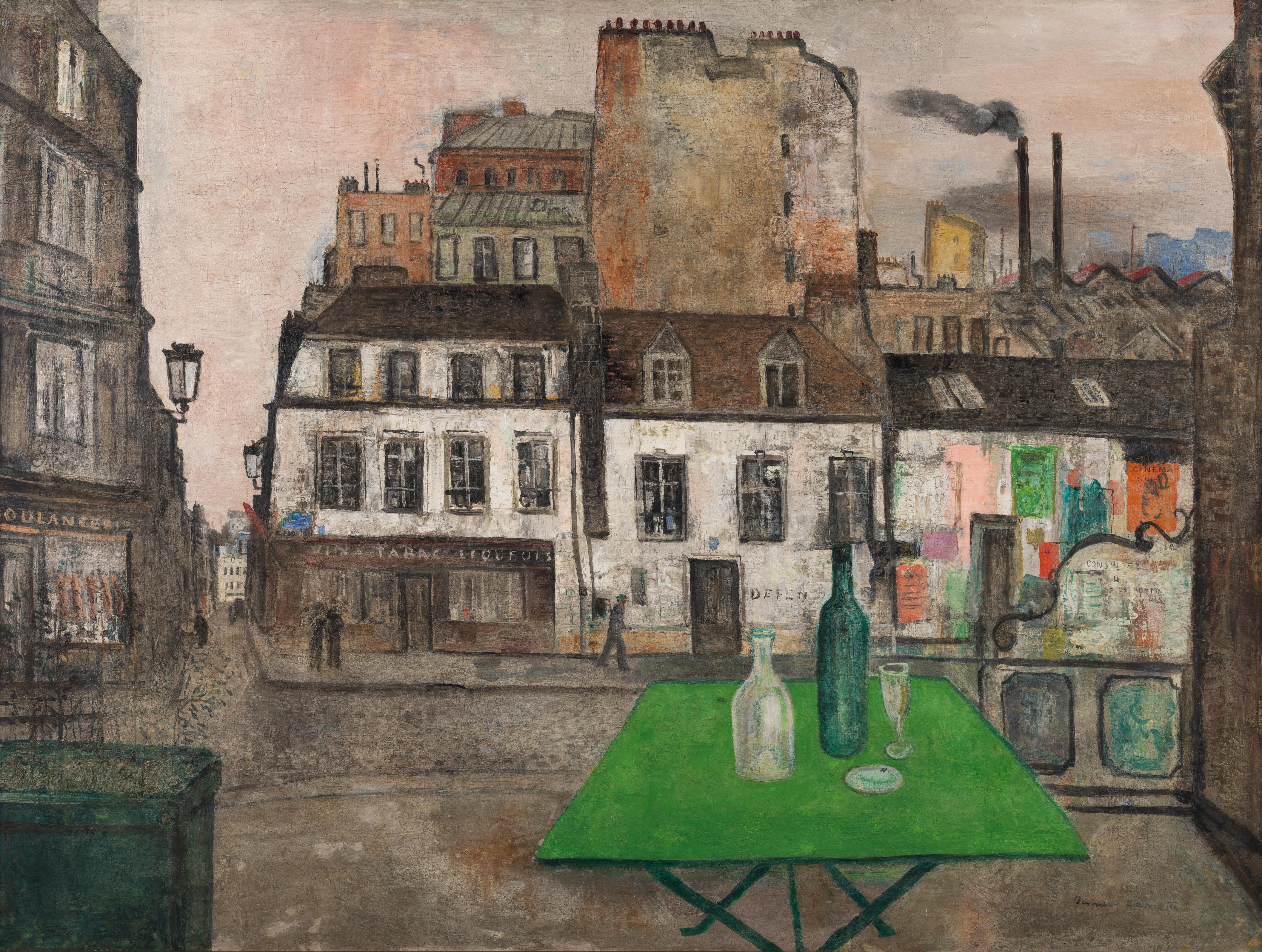 Parisian Cafe - Modern Painting by Bernard Lamotte