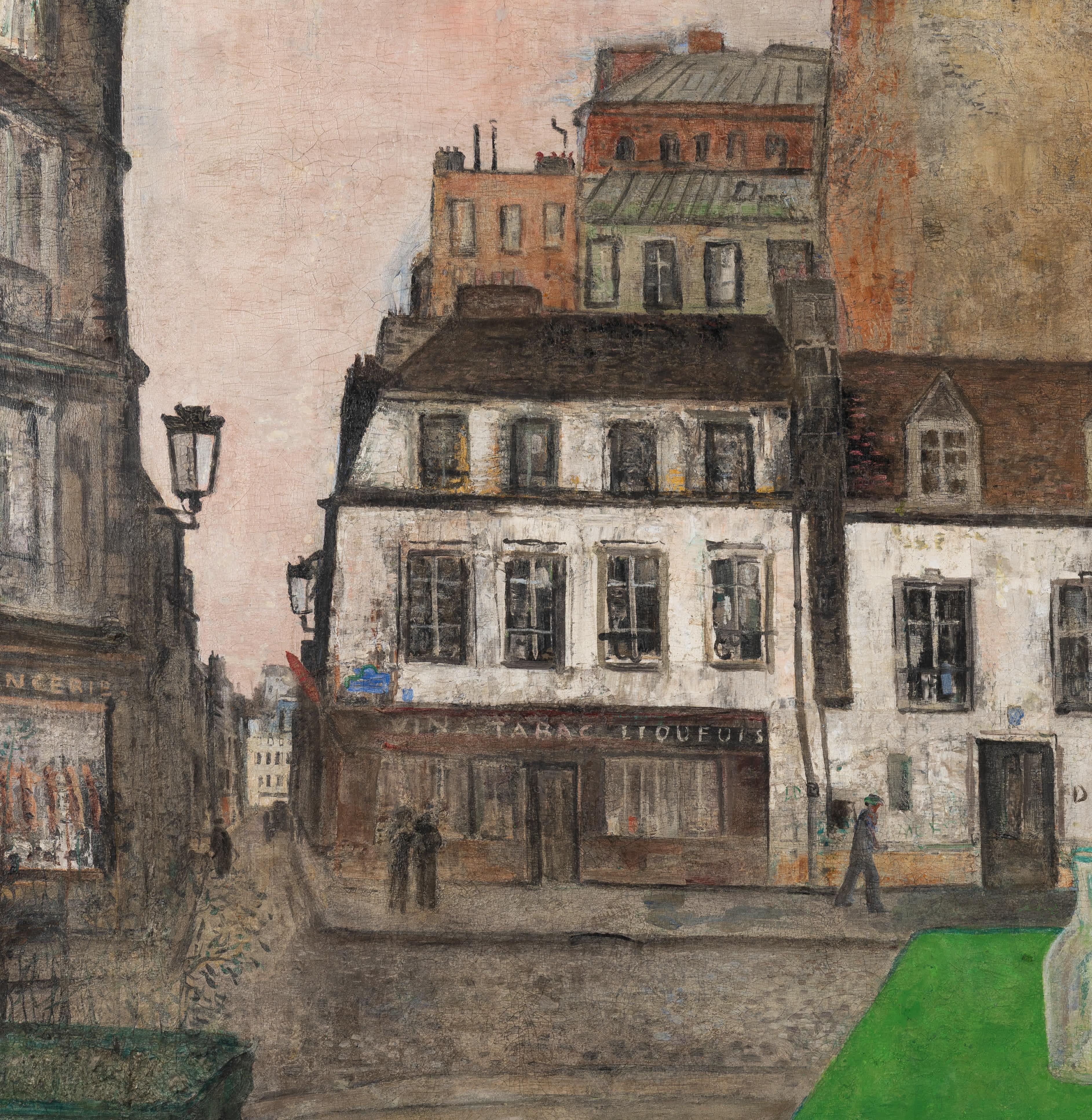 Bernard Lamotte
French, 1903-1983
Parisian Cafe

Oil on canvas
36 ¼ by 48 ¼ in, w/ frame 41 by 53 in
Signed lower right

Born in Paris, on the Boulevard de Vaugirard in 1903. Bernard Lamotte always wanted to be a painter, at the age of six after
