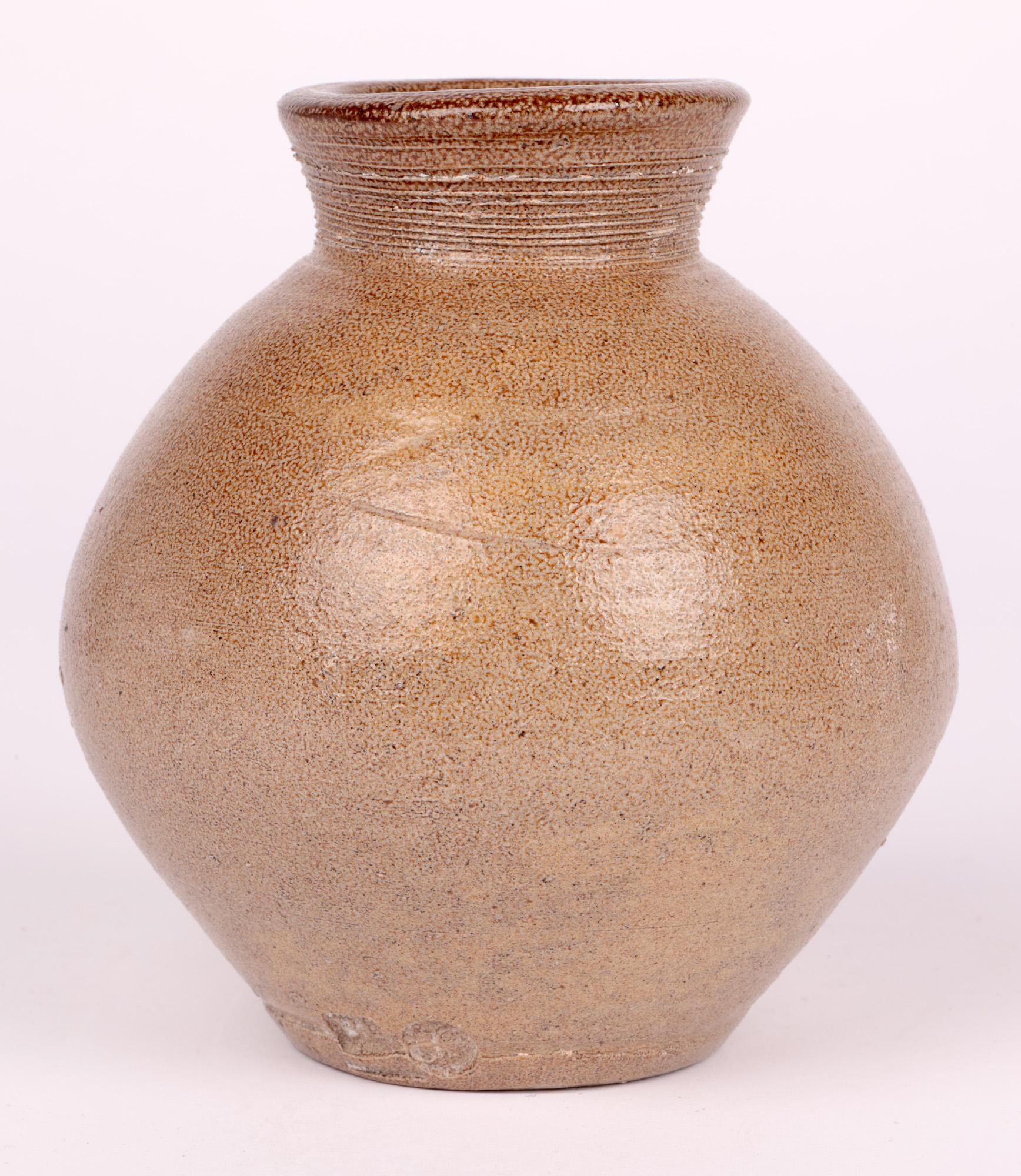 Bernard Leach Mid-Century Studio Pottery Salt Glazed Vase For Sale 1