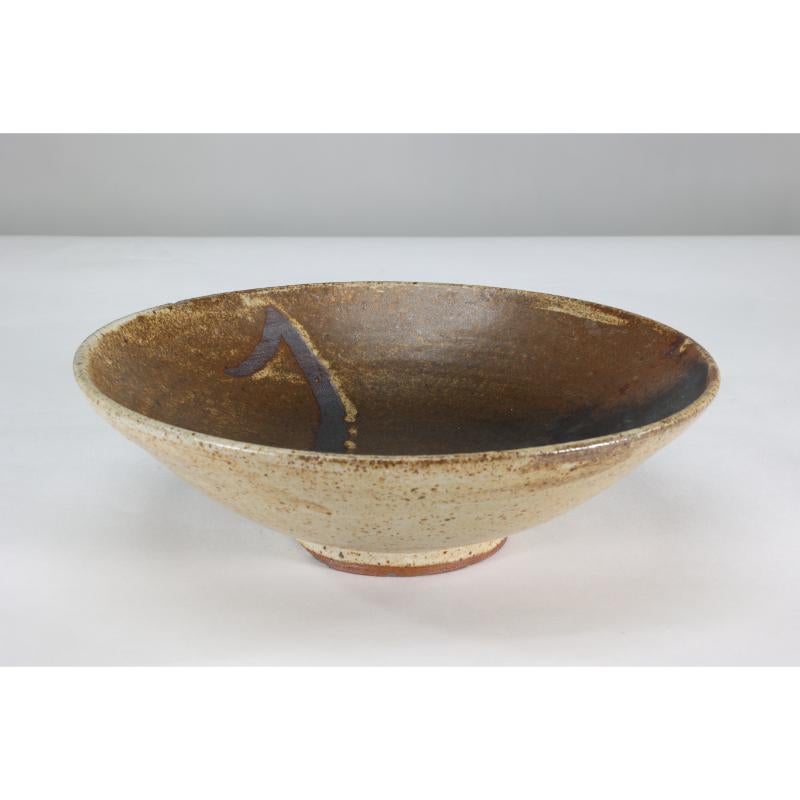 Early 20th Century Bernard Leach attr St Ives Pottery. A Japanese inspired reduced stoneware bowl. For Sale