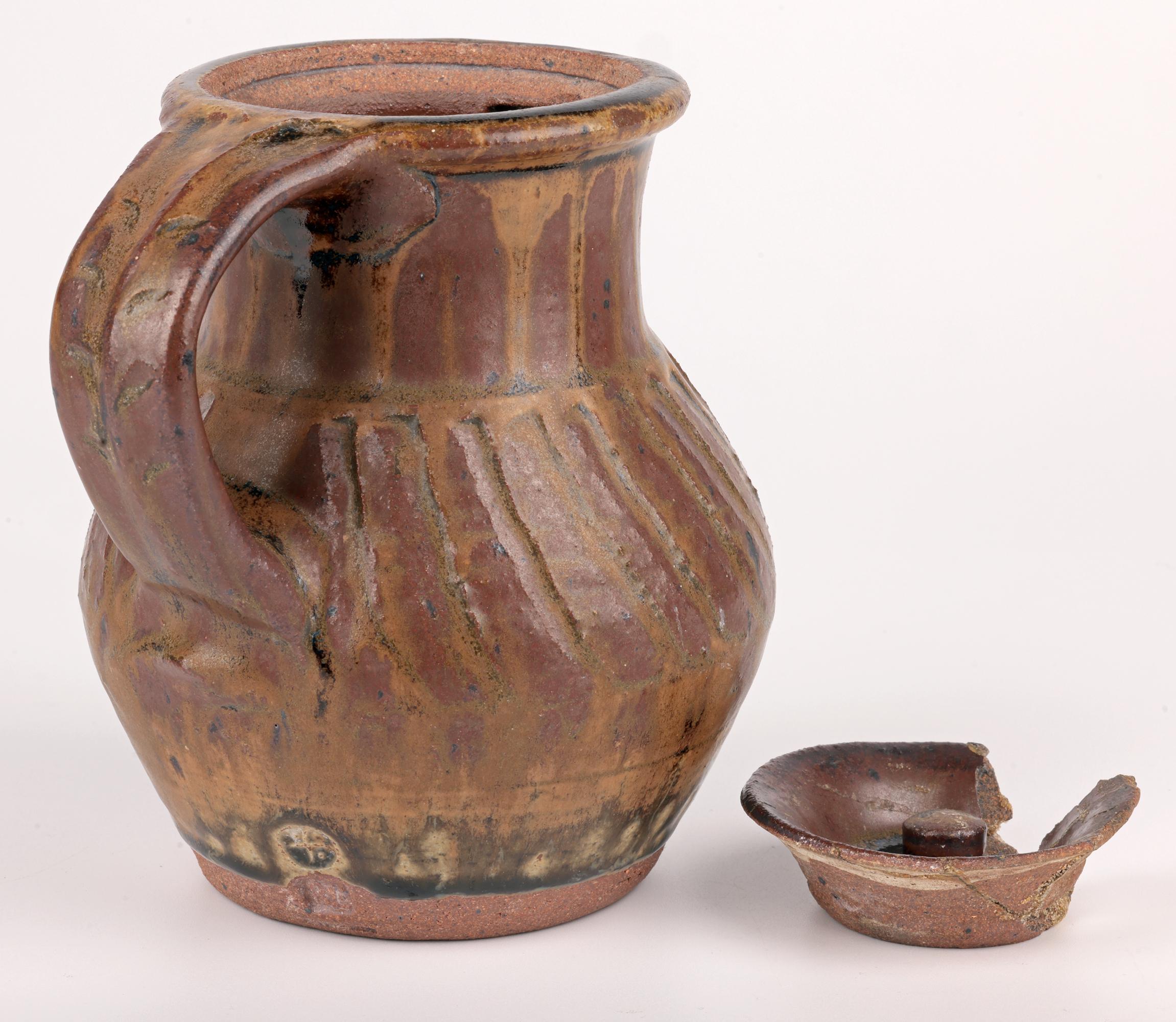 Bernard Leach Stoneware Studio Pottery Incised Coffee Pot For Sale 12