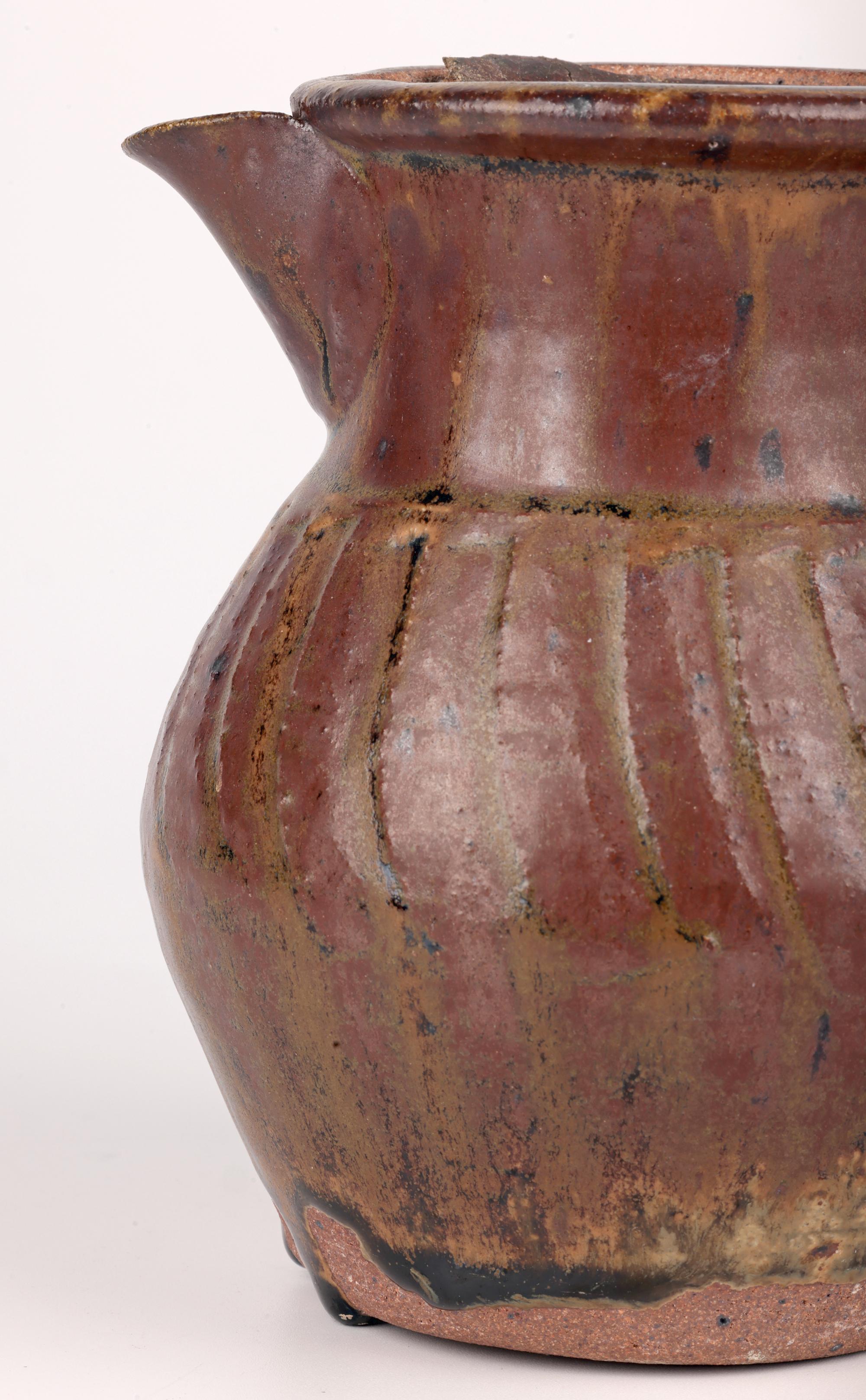 Mid-Century Modern Bernard Leach Stoneware Studio Pottery Incised Coffee Pot For Sale