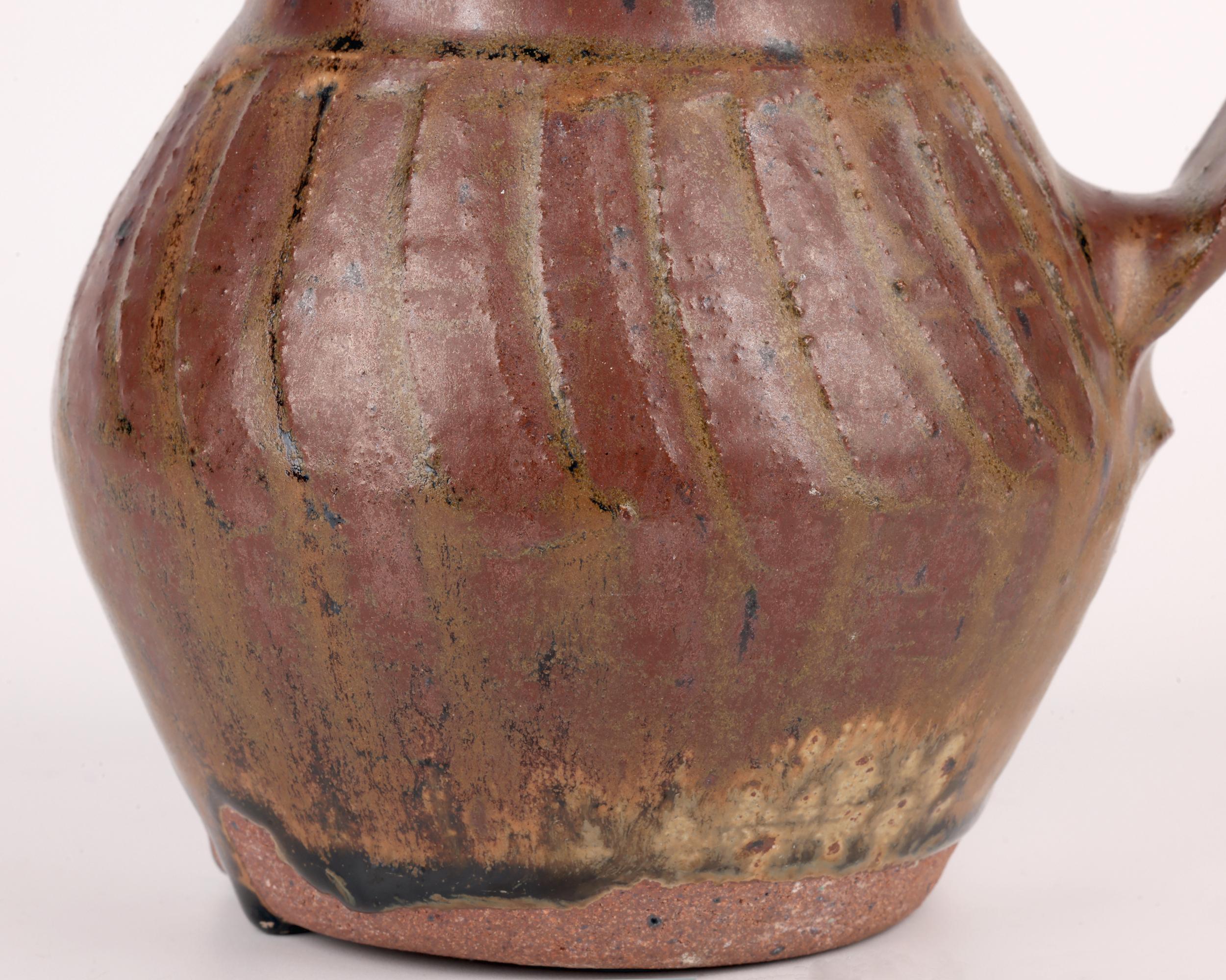English Bernard Leach Stoneware Studio Pottery Incised Coffee Pot For Sale