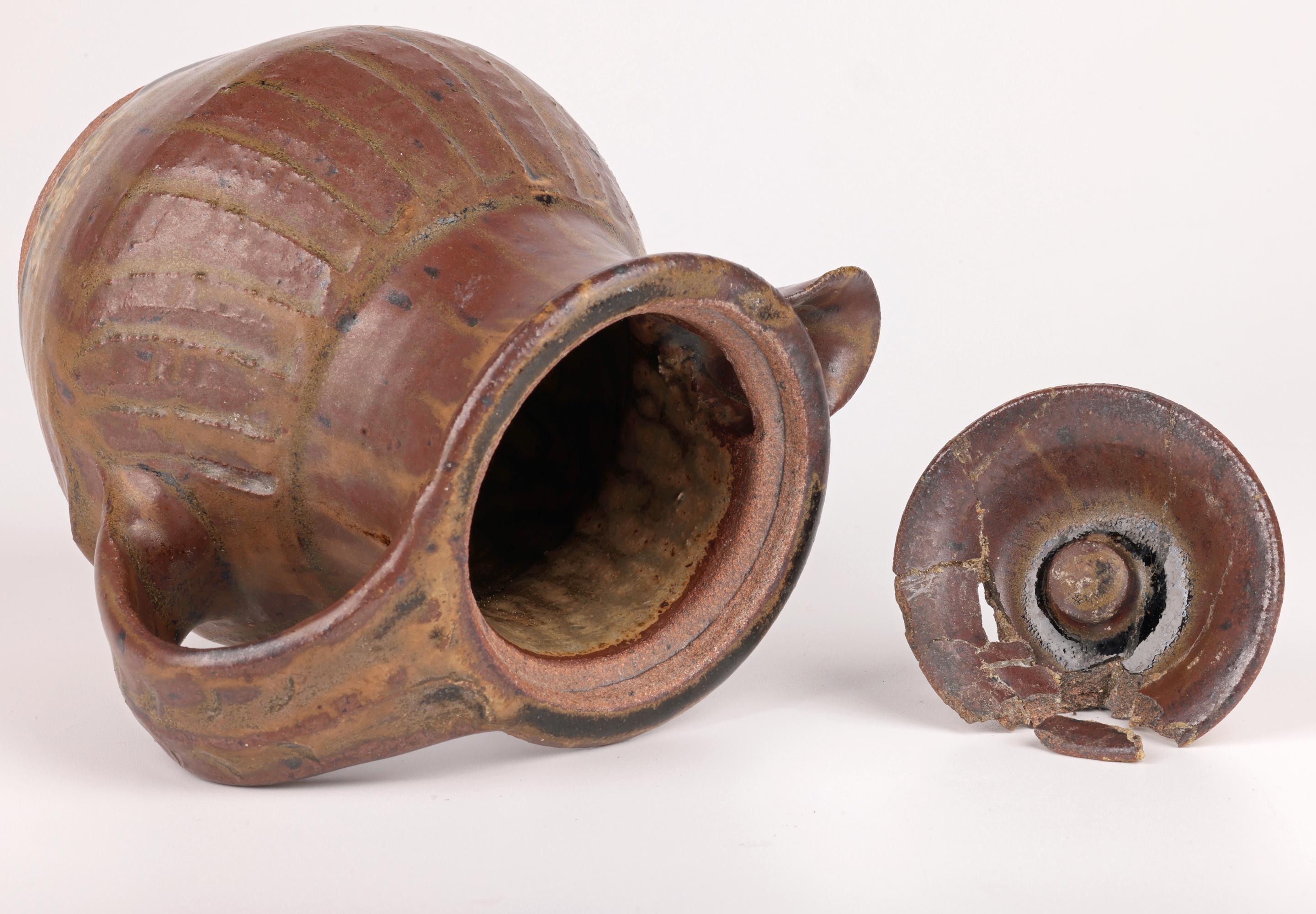 20th Century Bernard Leach Stoneware Studio Pottery Incised Coffee Pot For Sale