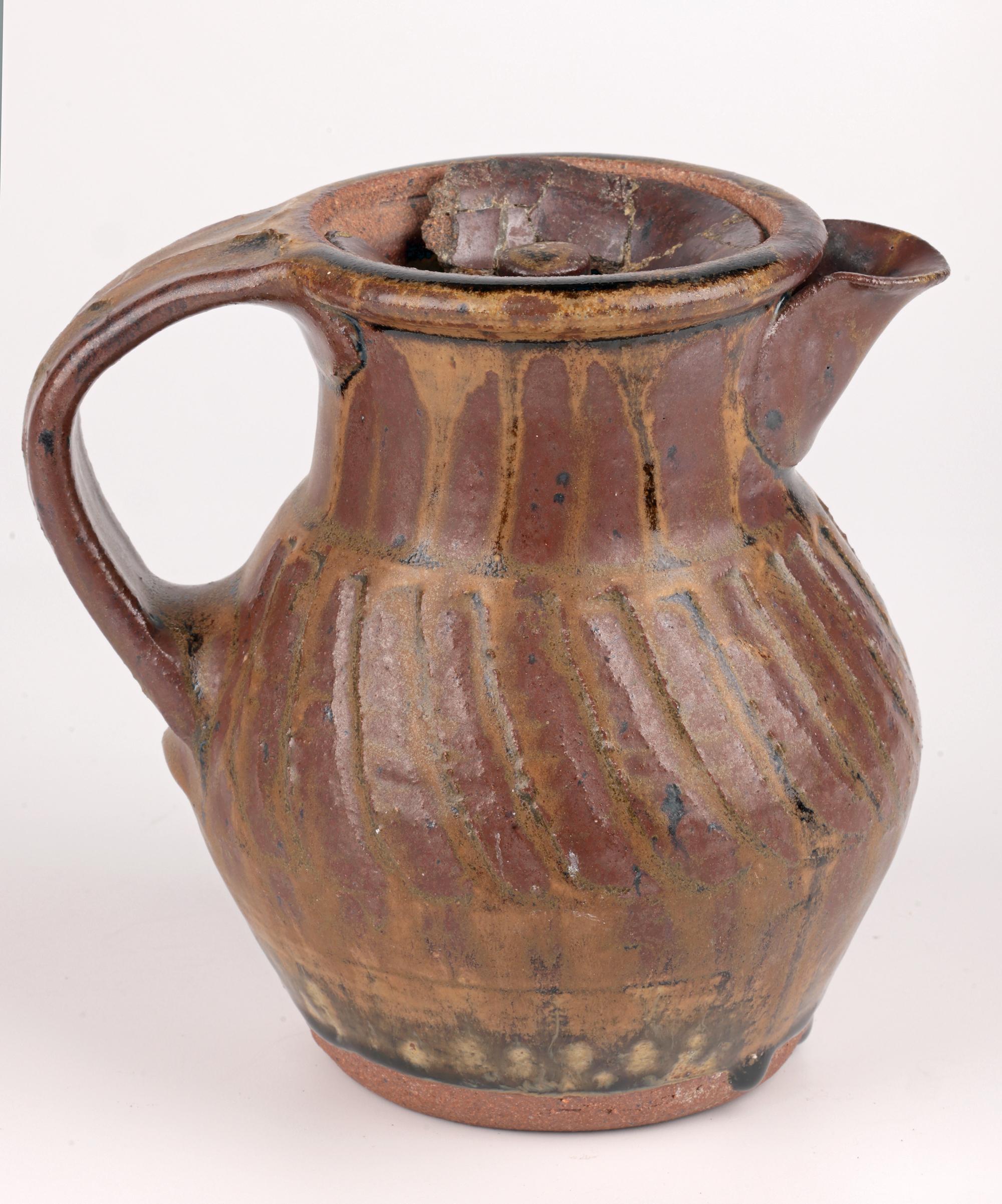 Bernard Leach Stoneware Studio Pottery Incised Coffee Pot For Sale 1