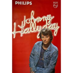 Affiche musicale originale de Johny Hallyday datant d'environ 1970 - Philips  