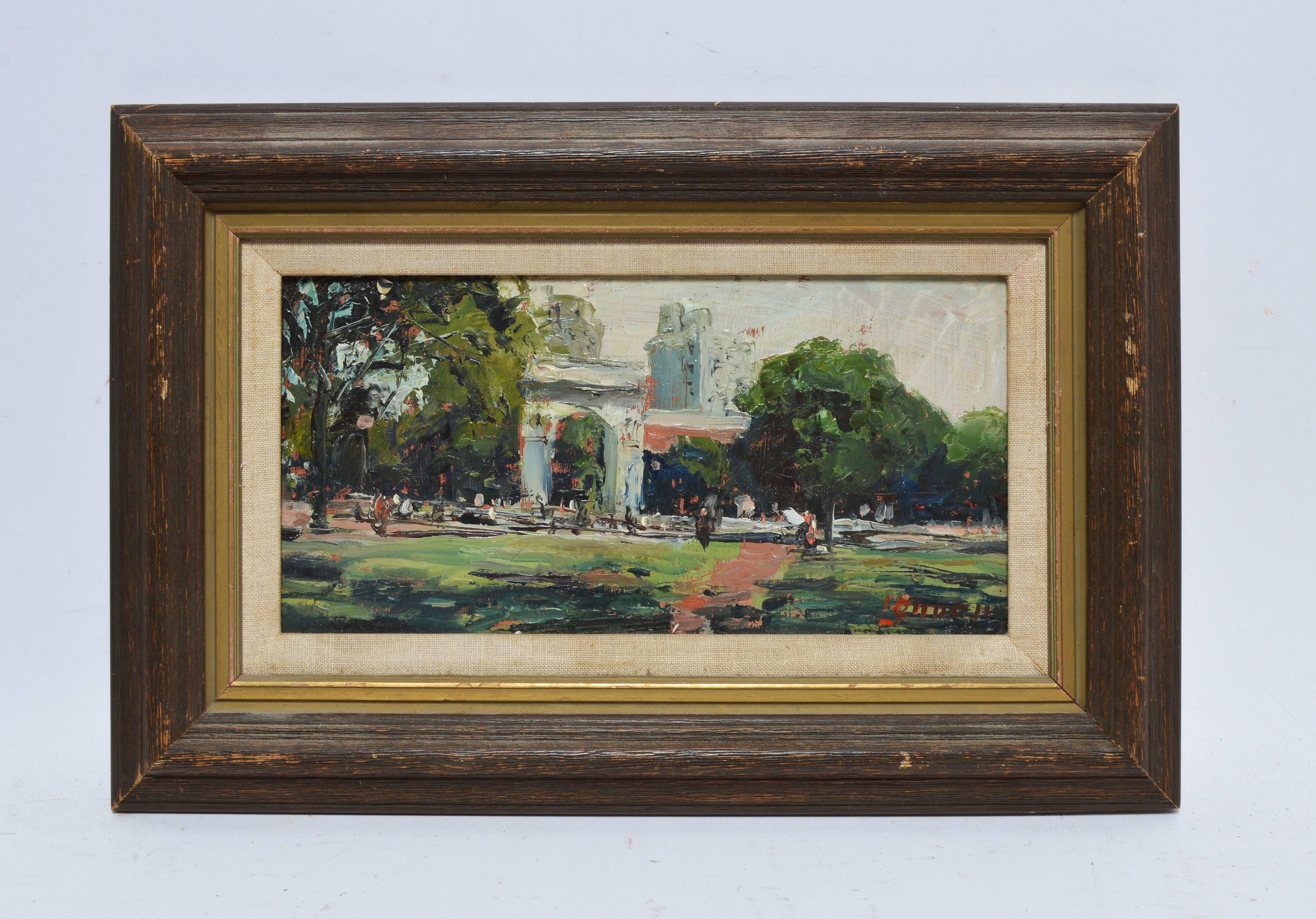 Ashcan School View of Washington Square Park - Painting by Bernard Lennon