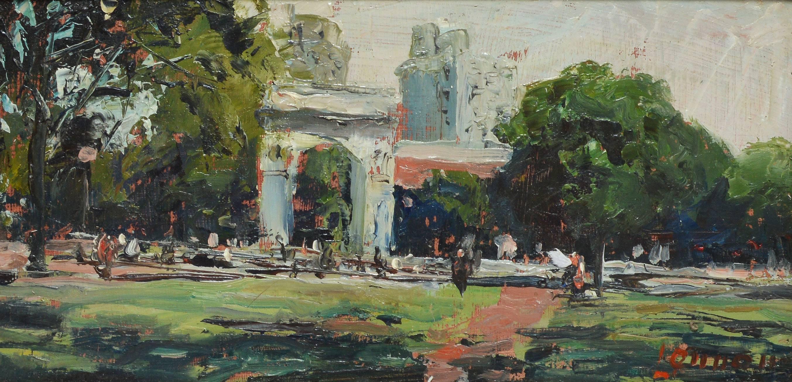 Ashcan School View of Washington Square Park - Impressionist Painting by Bernard Lennon