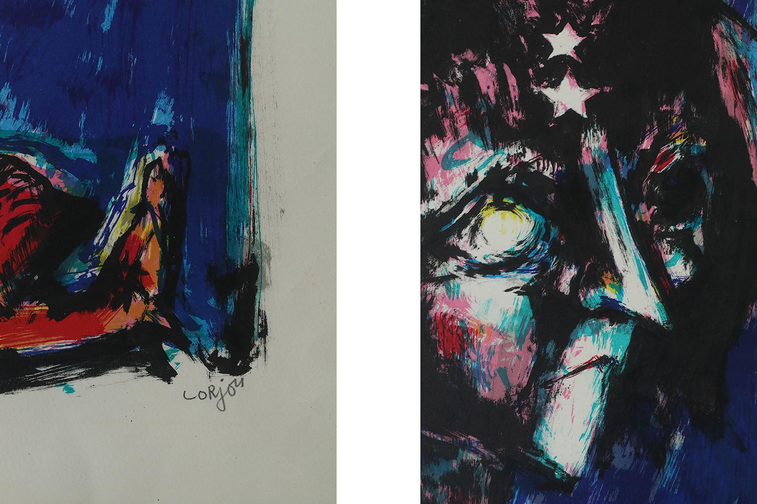 Mid-Century Modern Bernard Lorjou, Des Fols, Antinea, lithographie en couleur sur papier Arches, 1959 en vente