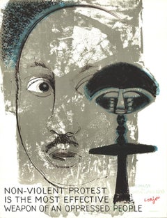 1970 After Bernard Lorjou 'Homage to Martin Luther King' Modernism Gray France