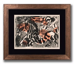 Bernard Lorjou "Pirouette au Galop" 1978 Expressionist Woodcut, Signed, H.C. Edn