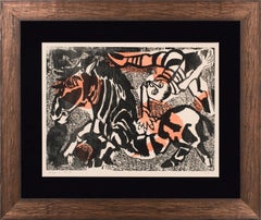 Bernard Lorjou "Pirouette au Galop" 1978 Expressionist Woodcut, Signed, H.C. Edn