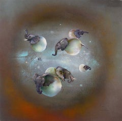 Bernard Louedin Bulles Africaines Surreal Signed Giclee on Paper 30/150 Framed