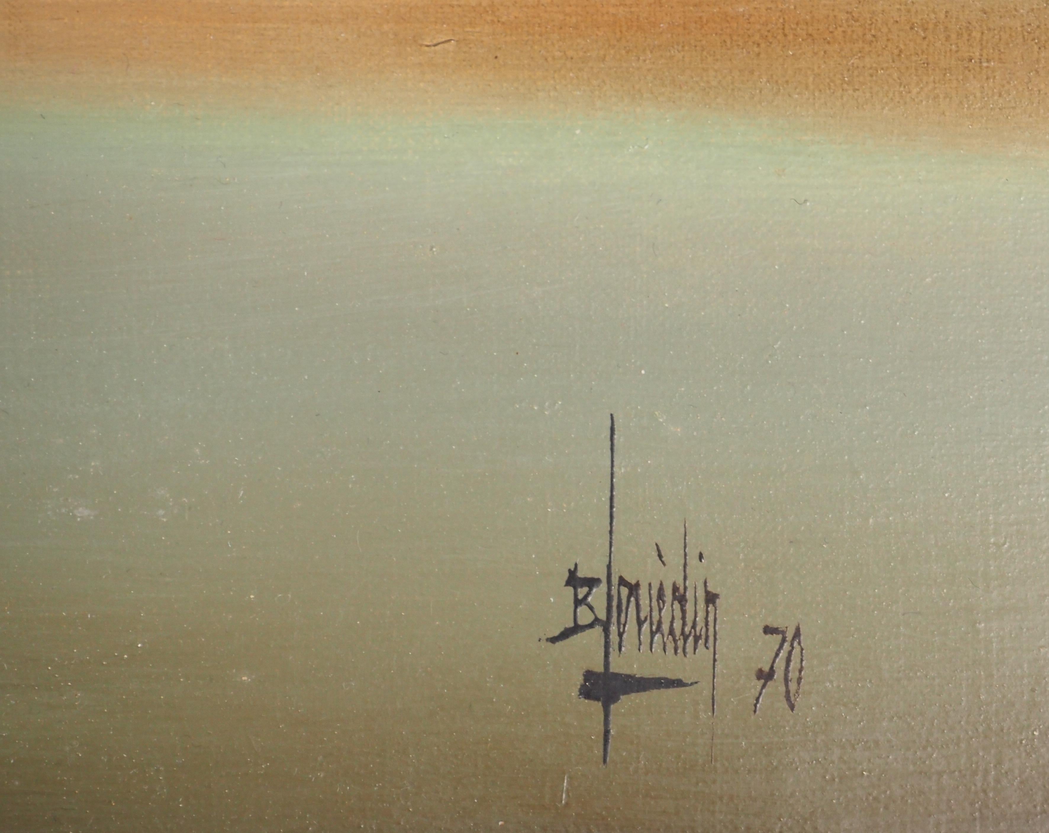 Fantasy : Spider on the City – Original Ölgemälde auf Leinwand, handsigniert – Painting von Bernard LOUEDIN