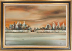 Fantasy : Spider on the City - Original Oil on Canvas, Handsigned