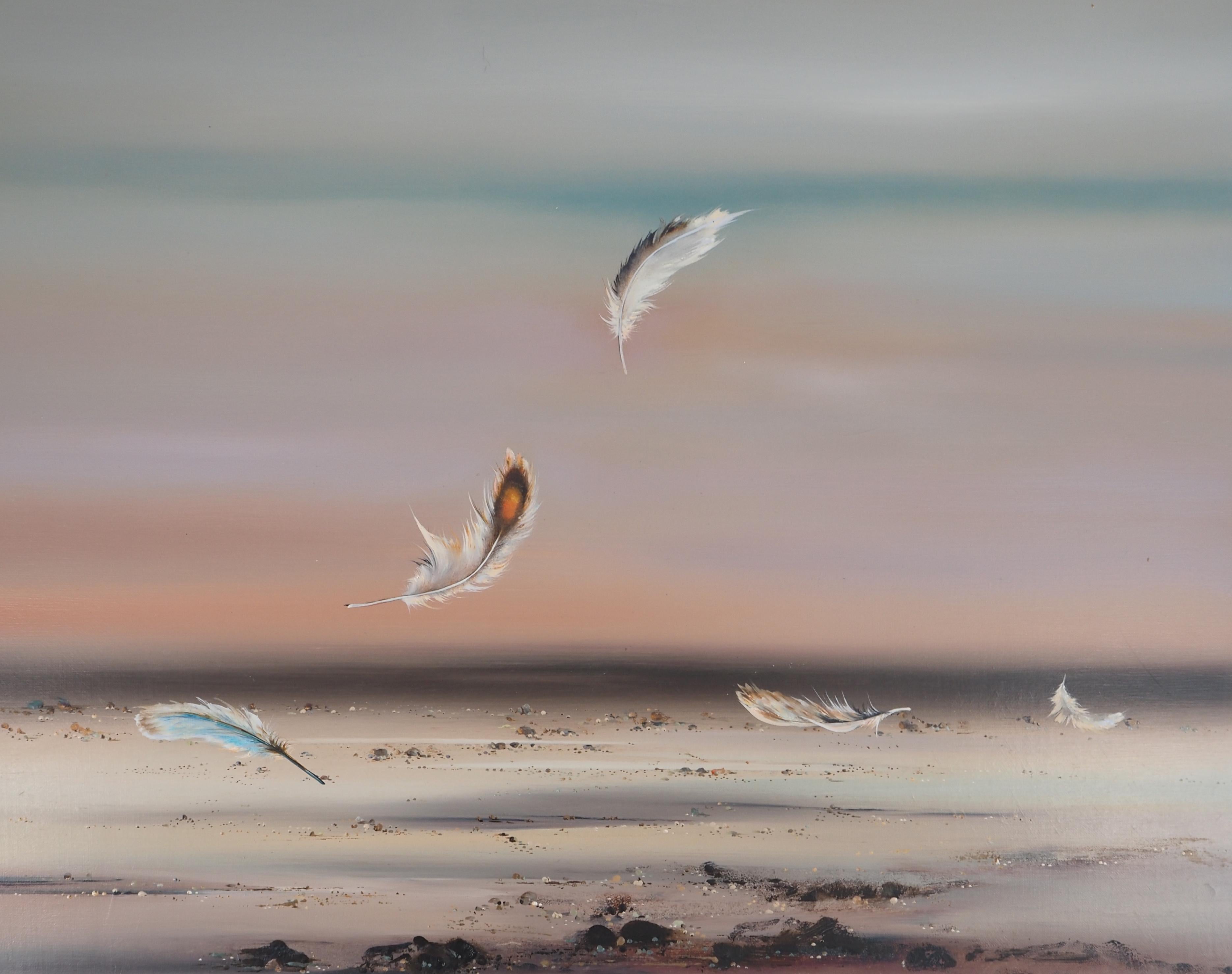 Seascape : As Light as a Feather - Original Oil on Canvas, Handsigned - Symbolist Painting by Bernard LOUEDIN