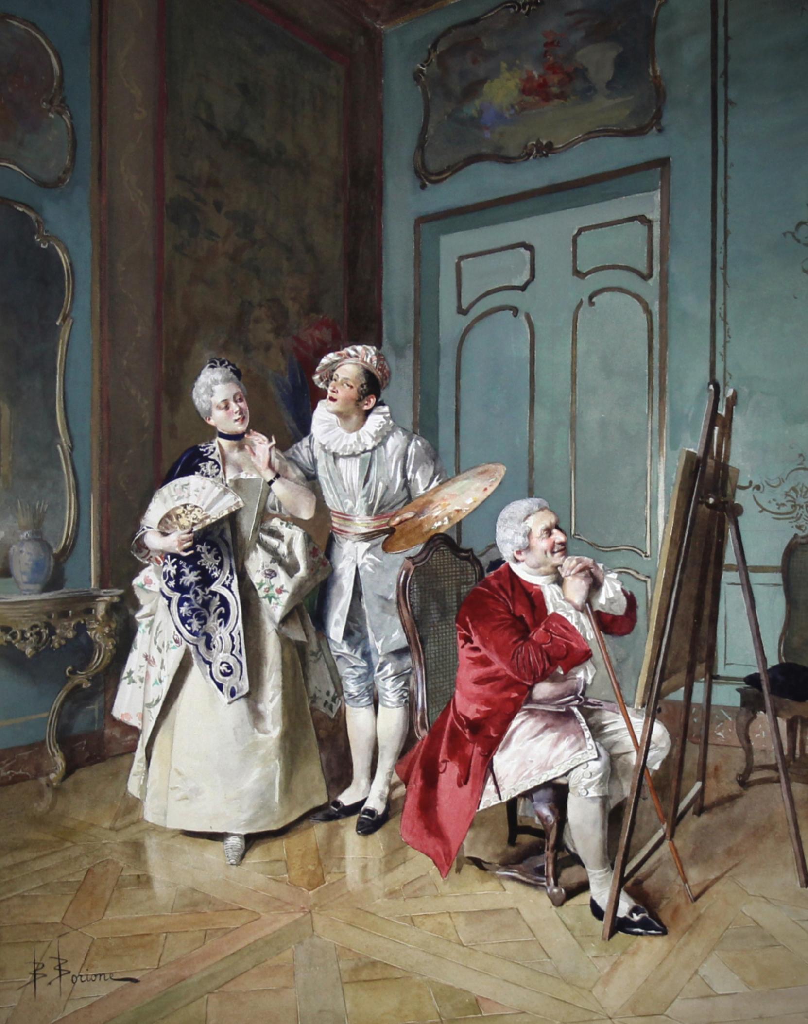 Französisches Aquarell auf Papier 
