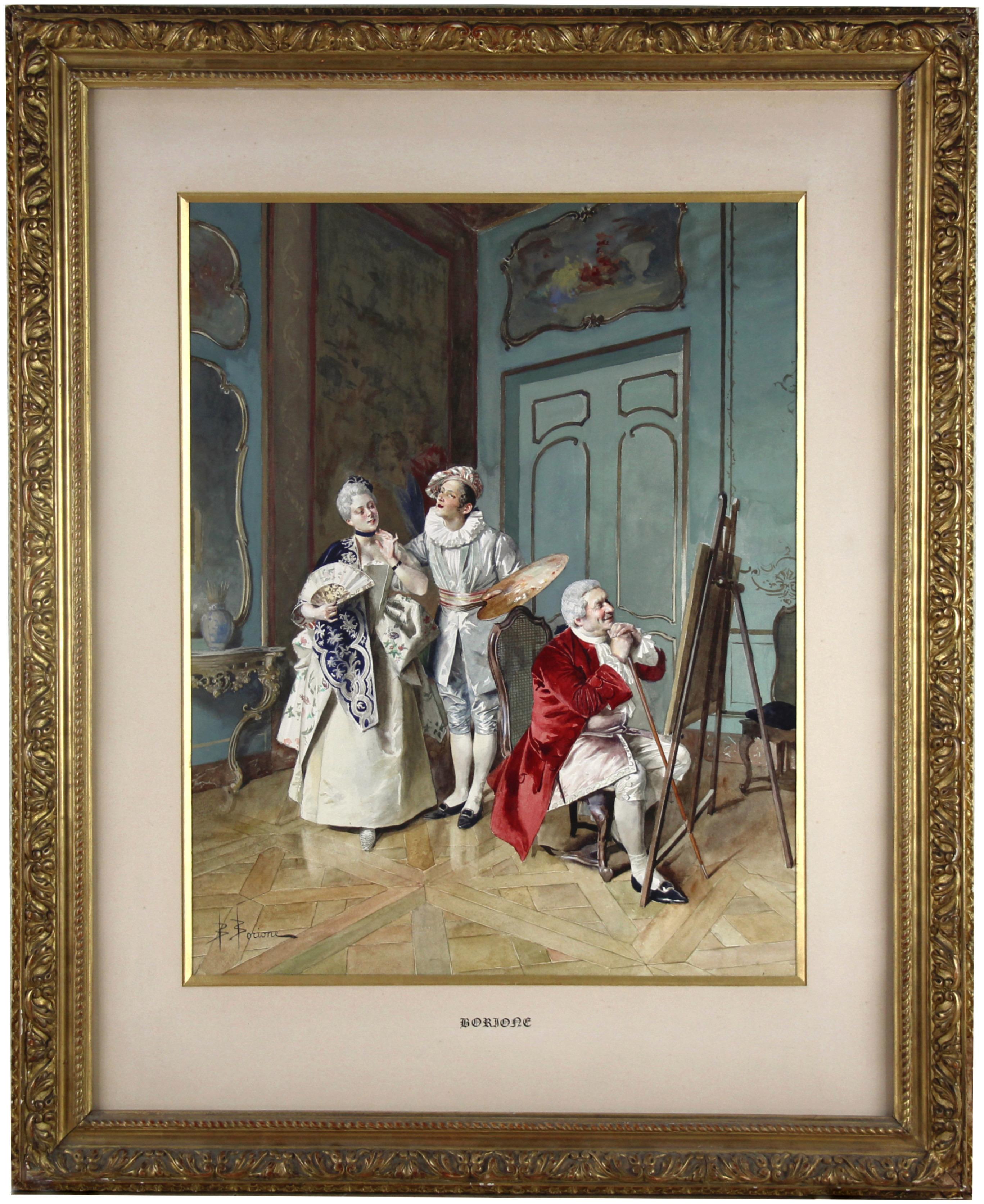 Französisches Aquarell auf Papier " l'amateur " von Bernard Louis BORIONE
