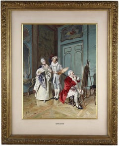 French watercolour painting on paper " l'amateur " by Bernard Louis BORIONE