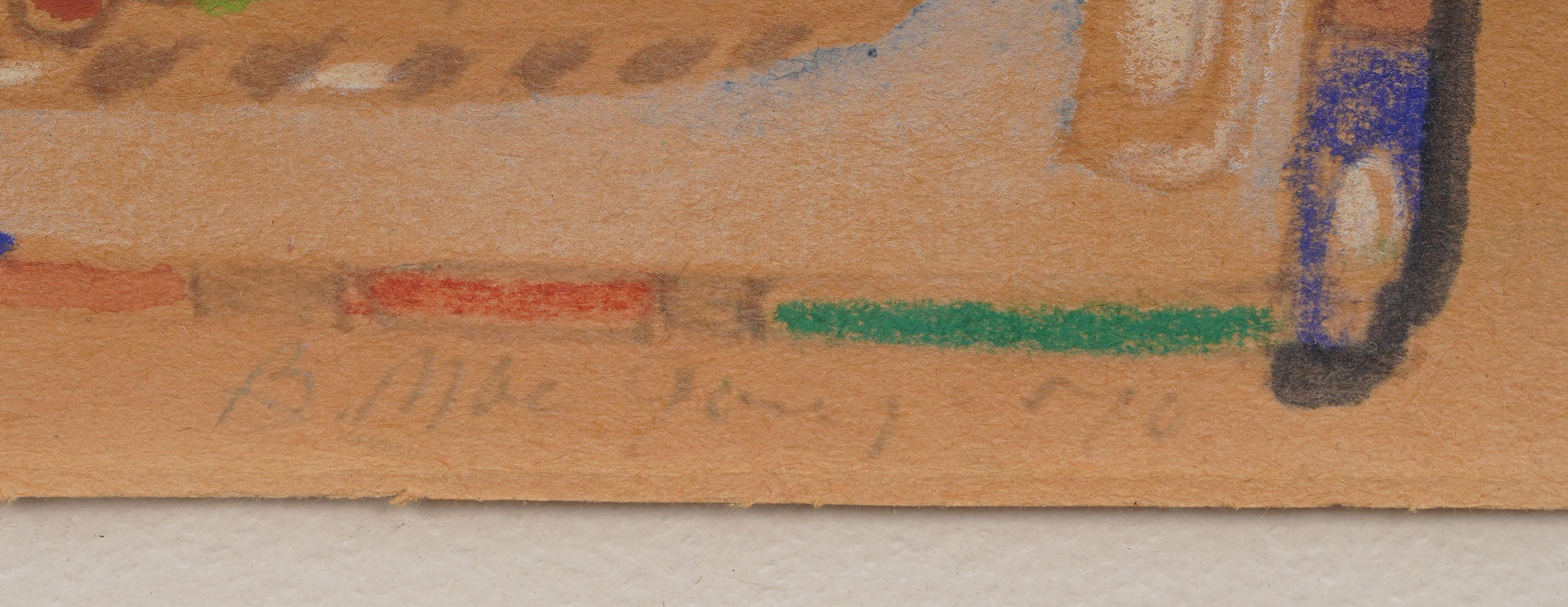 Peinture abstraite moderniste américaine vintage. Aquarelle sur papier. Encadré. Label Gallery au verso.     Excellent état, prêt à être accroché et apprécié. 