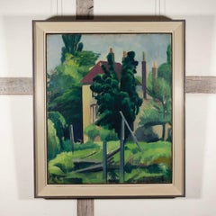 House and Trees, Oil on Canvas Painting by Bernard Meninsky, circa 1925