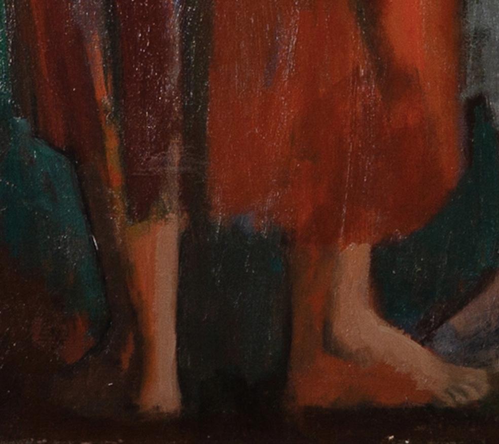 Due donne
olio su tela
91.5 x 71.2 cm
36 x 28 pollici
senza segno 

Provenienza:
Nora Meninsky (vedova dell'artista);
The Belgrave Gallery, Londra (secondo l'etichetta applicata sul retro della cornice);
Boundary Gallery, Londra (etichetta applicata
