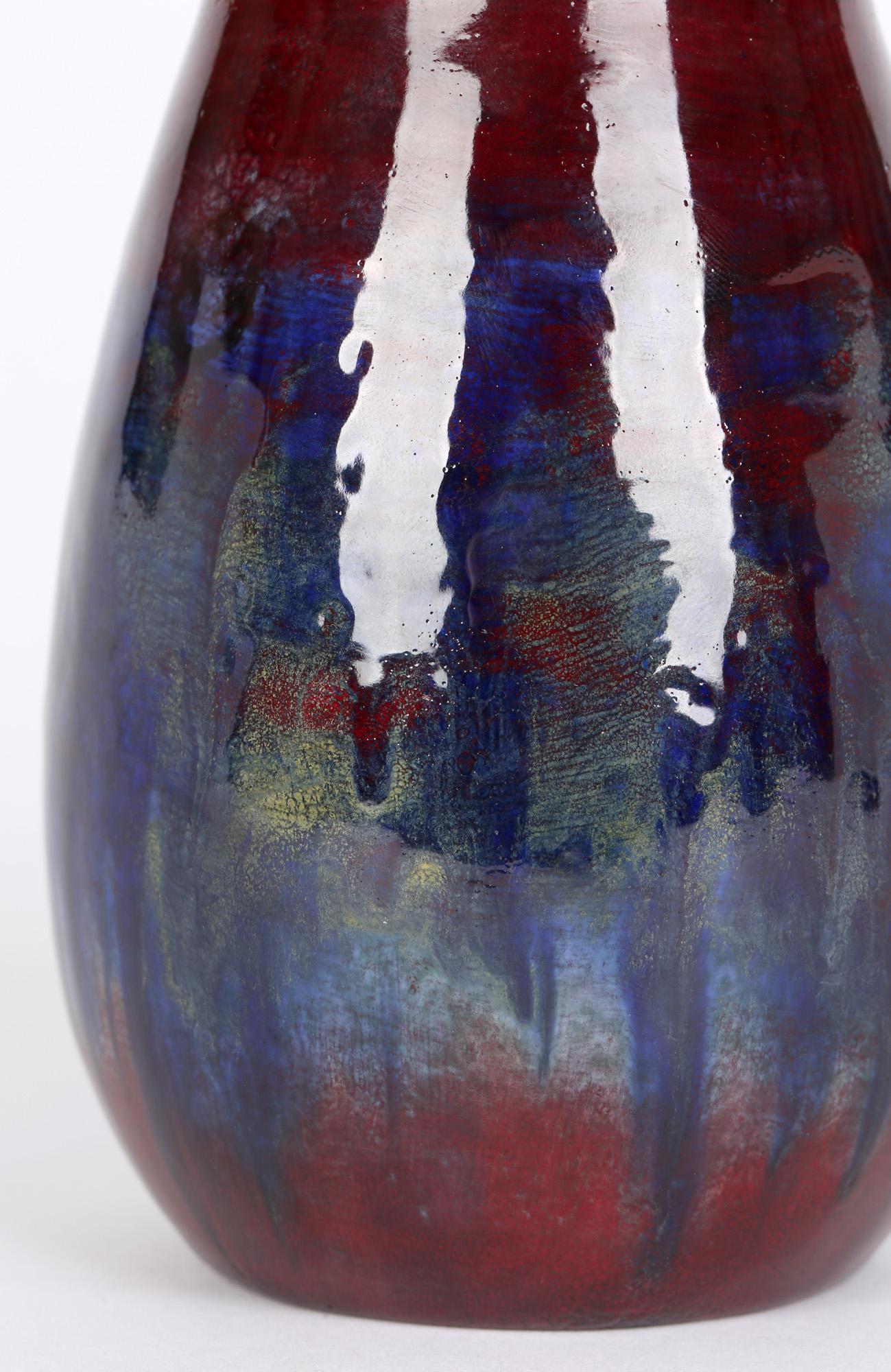 Vase en poterie d'art émaillée flambée Art Nouveau Bernard Moore en vente 2