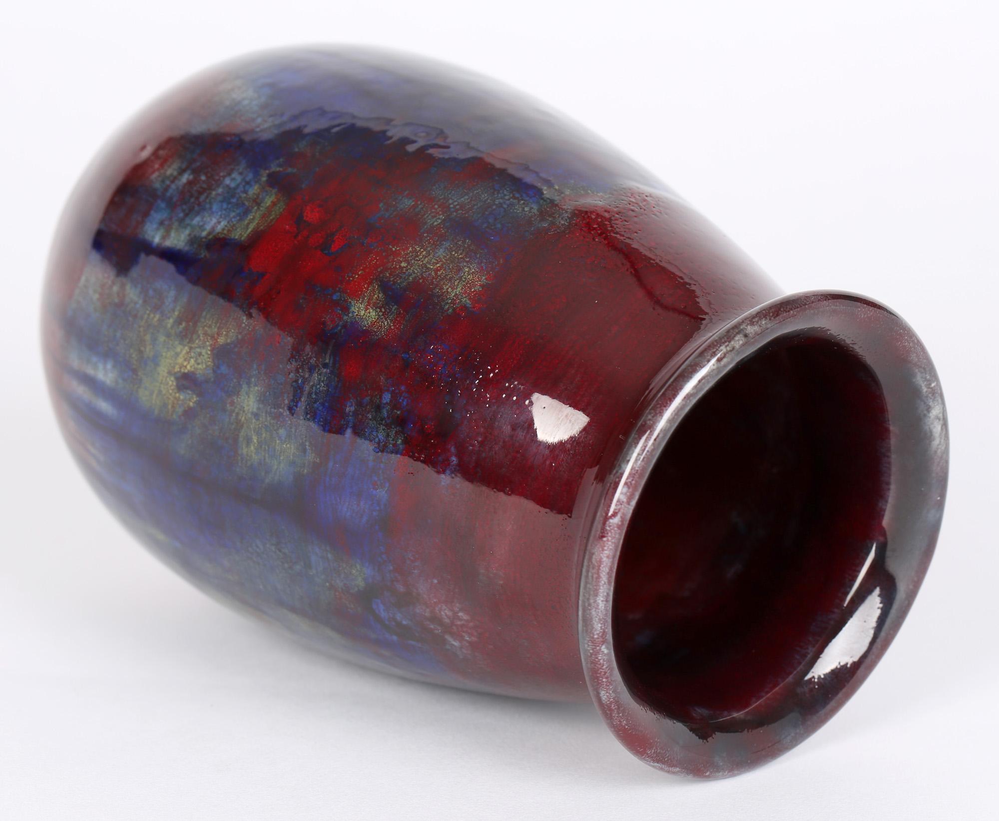 Vase en poterie d'art émaillée flambée Art Nouveau Bernard Moore en vente 5