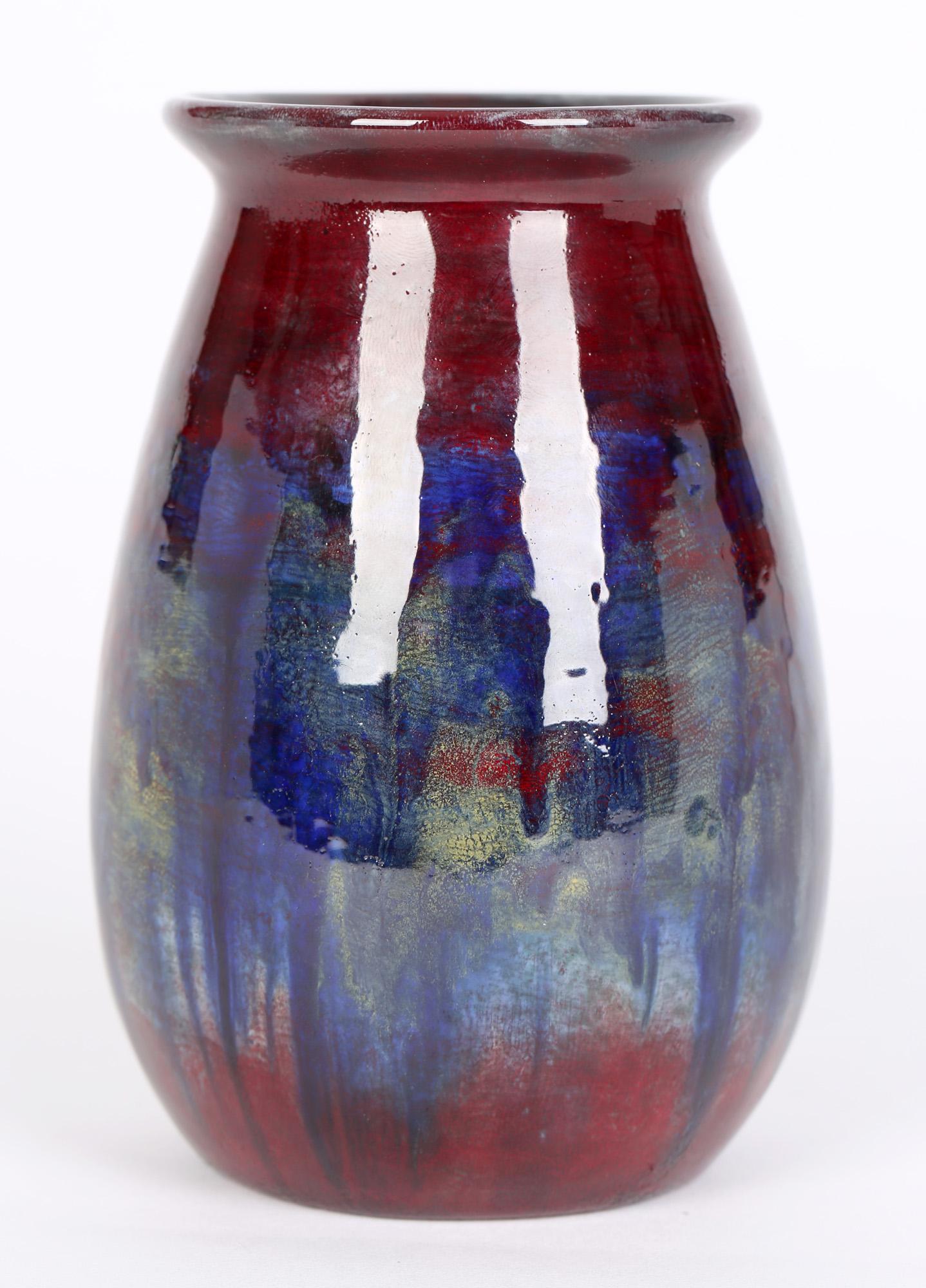 Vase en poterie d'art émaillée flambée Art Nouveau Bernard Moore en vente 6