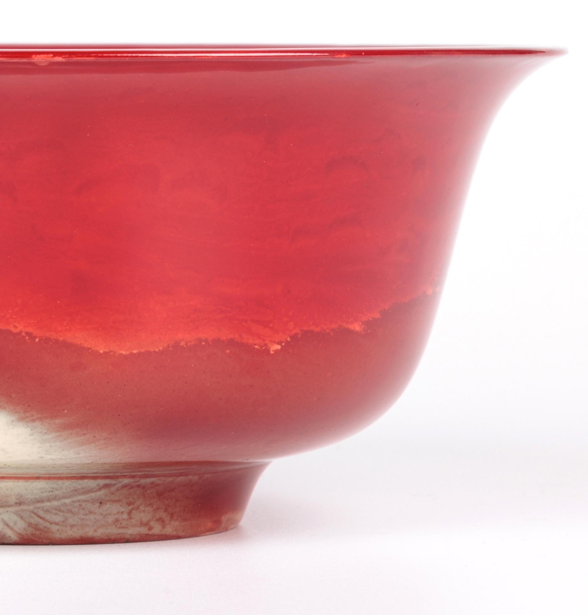 Bernard Moore Flambe glasierte große Kunstkeramikschale im Angebot 8