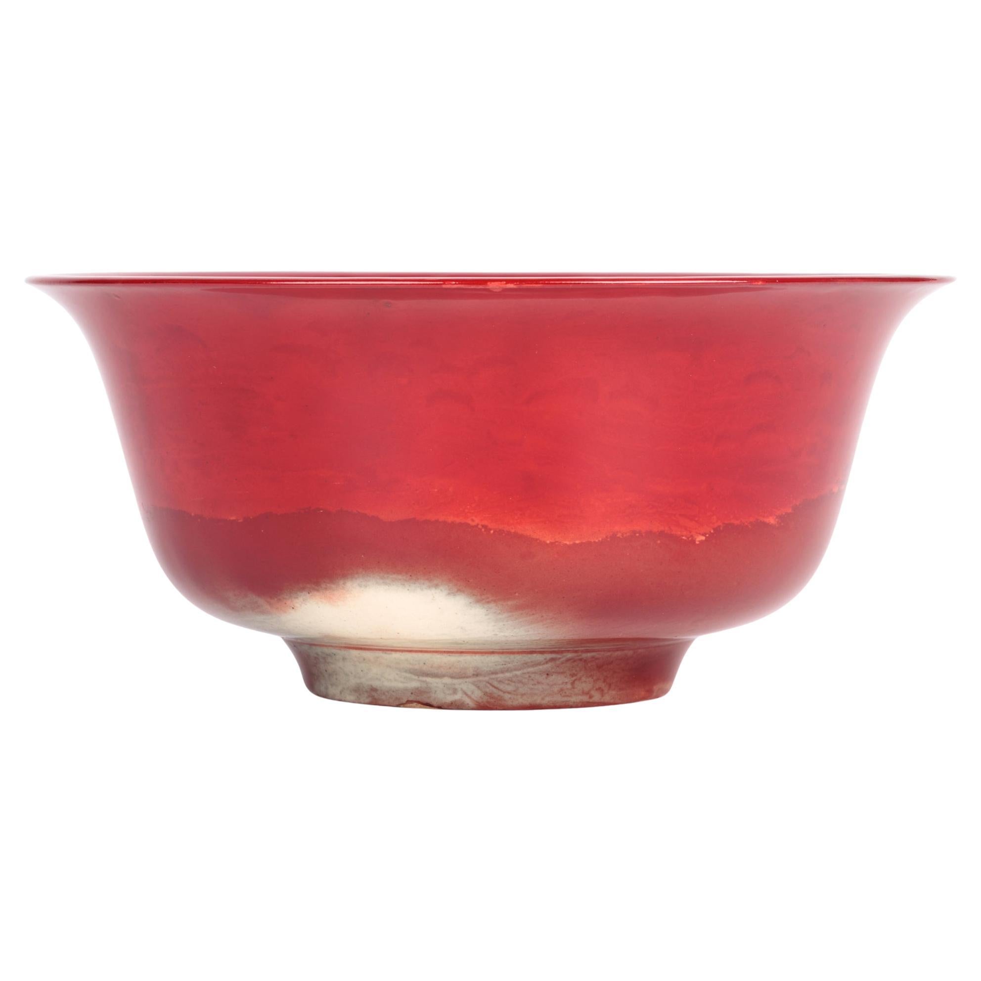 Bernard Moore Grand bol en poterie d'art émaillé Flambe