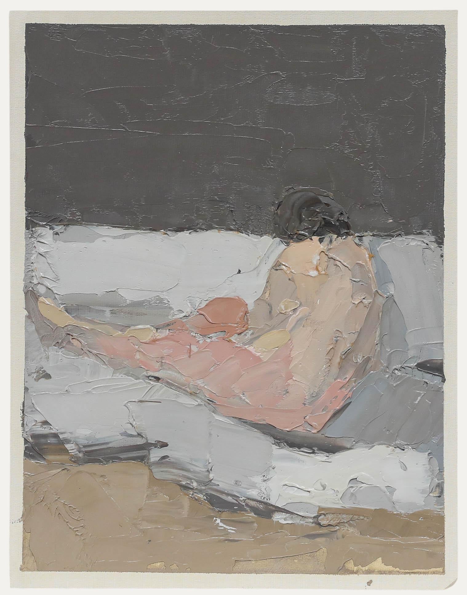 A sensitive life study in oil by the artist Bernard Myers (1925-2007), with areas of thick impasto. Signed verso. On paper. 